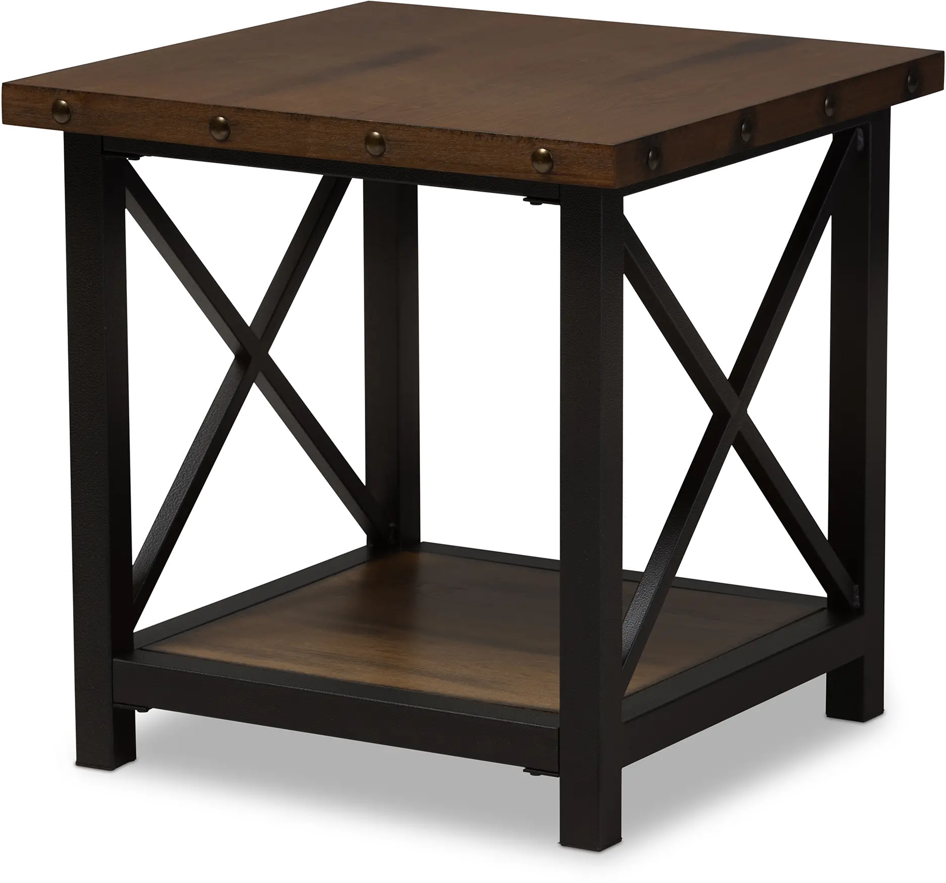 131-7196-RCW Textured Industrial Black and Brown End Table - Herzen-1
