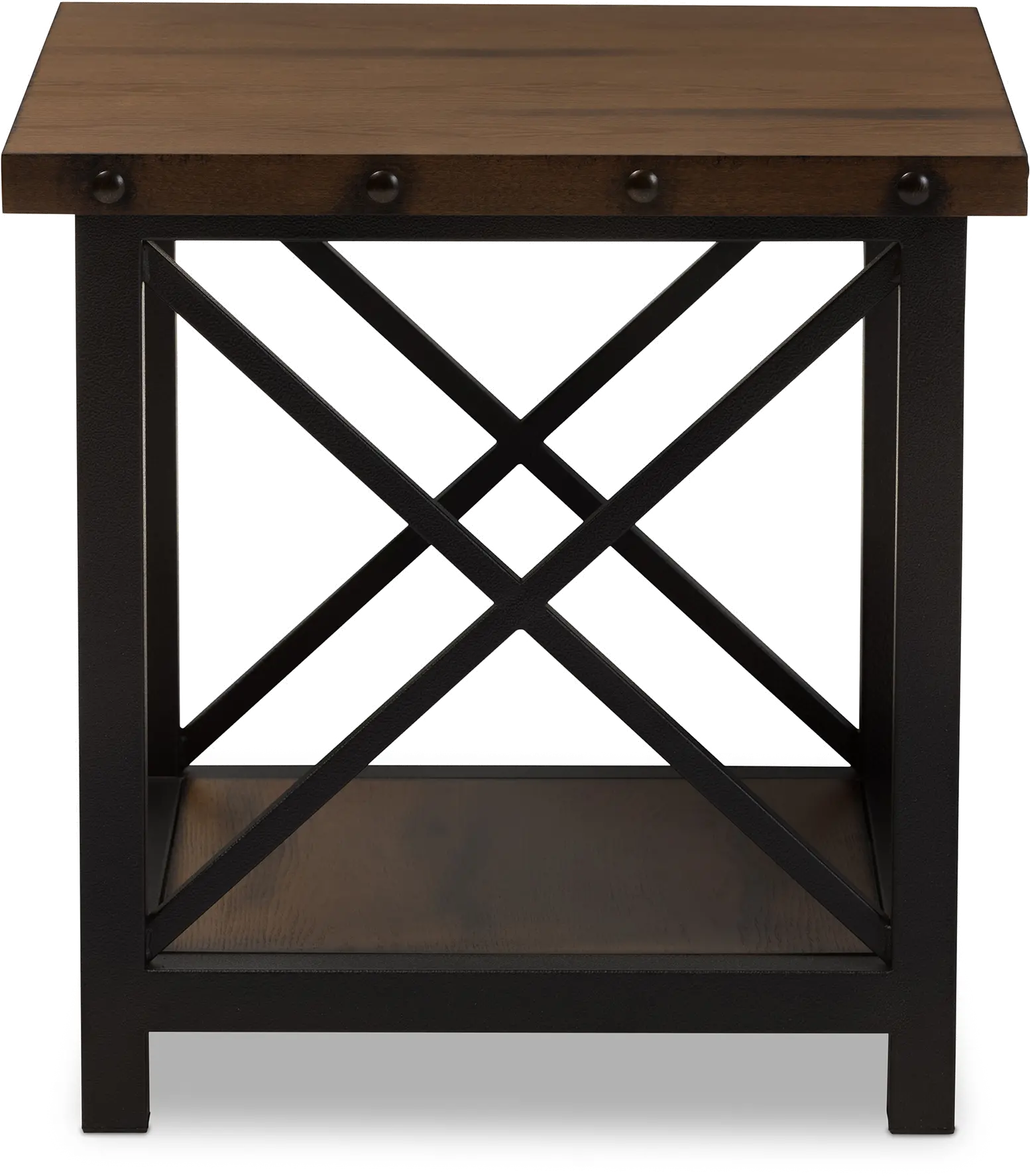 131-7196-RCW Textured Industrial Black and Brown End Table - Herzen-5
