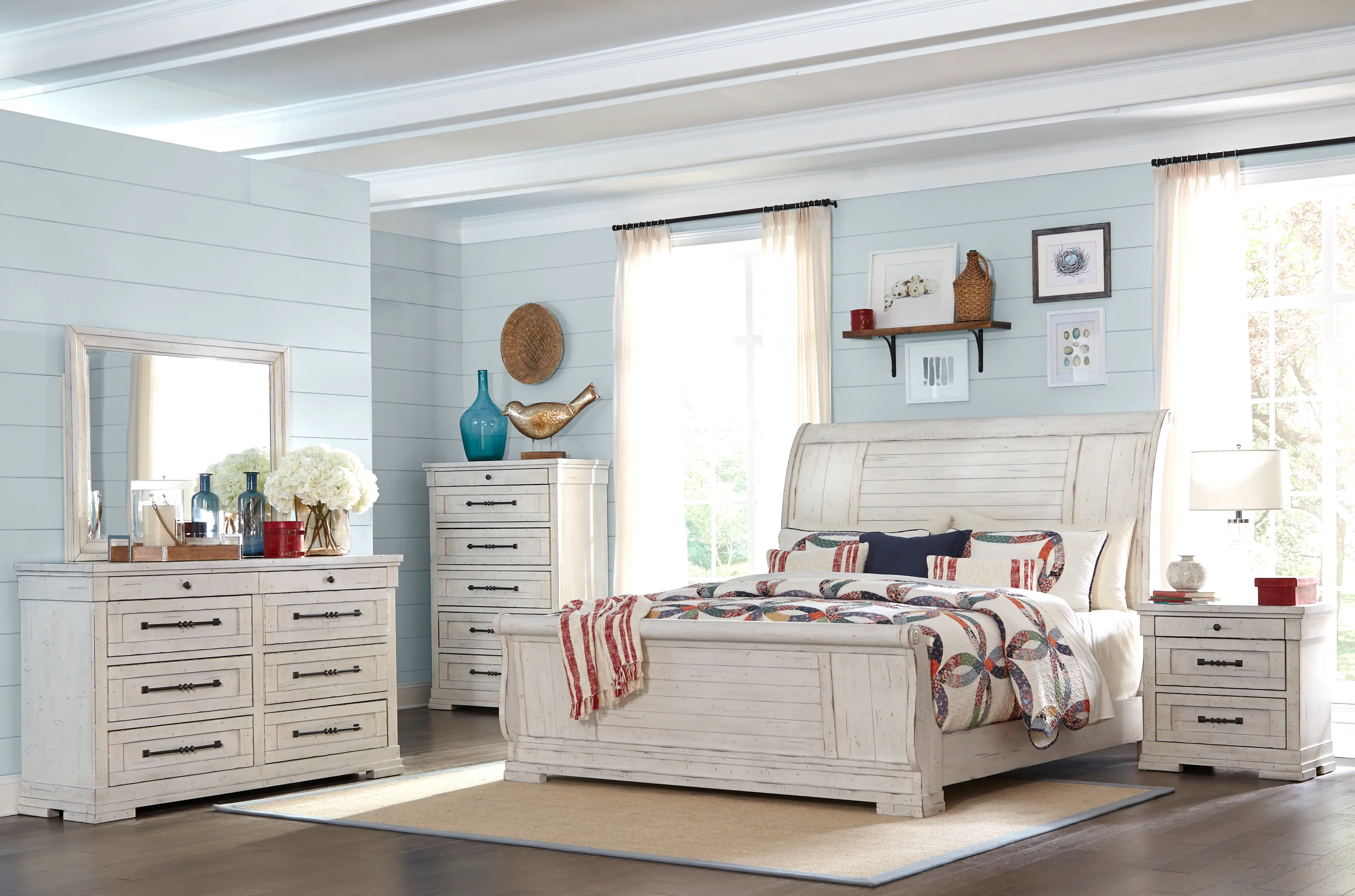 Coming Home Chalk White Queen Sleigh Bed-2