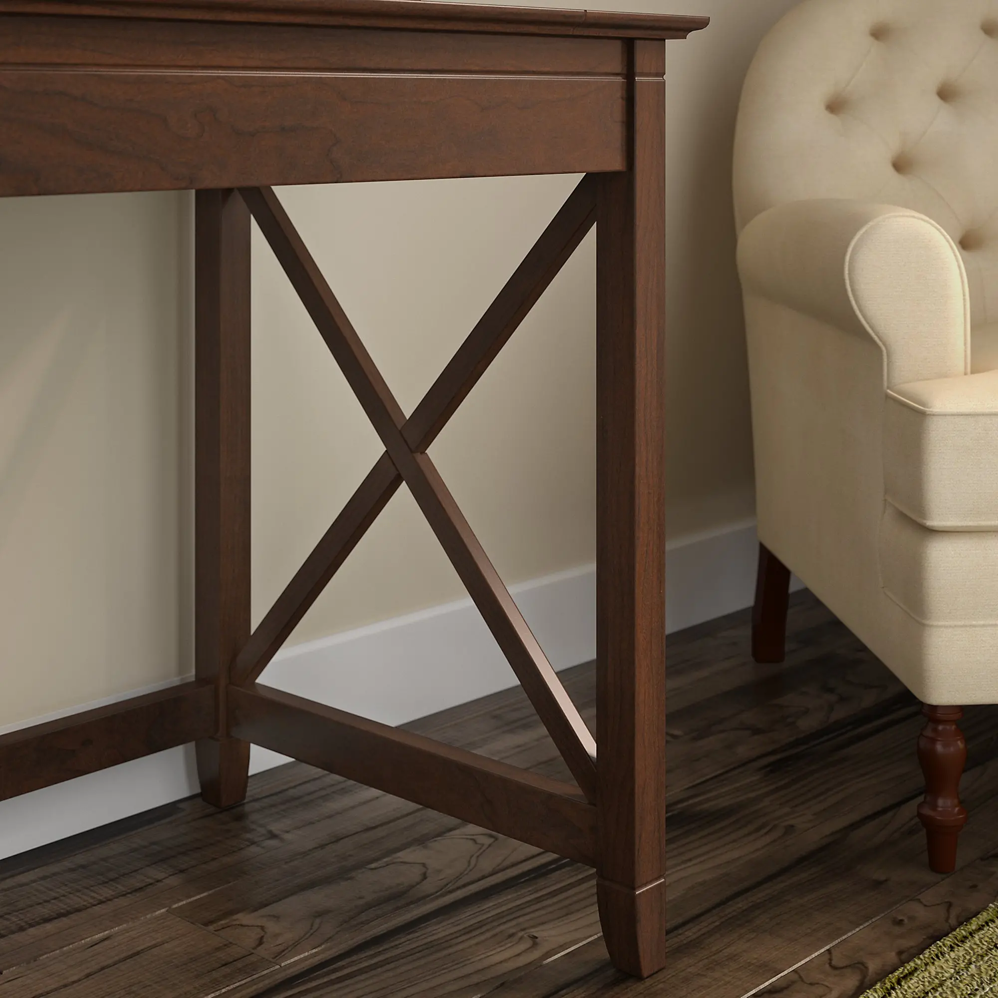 KWD148BC-03 Key West Cherry Brown Casual 48 Inch Writing Desk - Bush Furniture-3