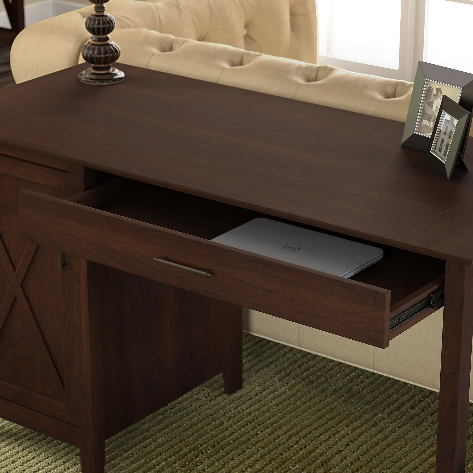 KWD154BC-03 Key West Cherry Brown Casual 54 Inch Office Desk - Bush Furniture-4