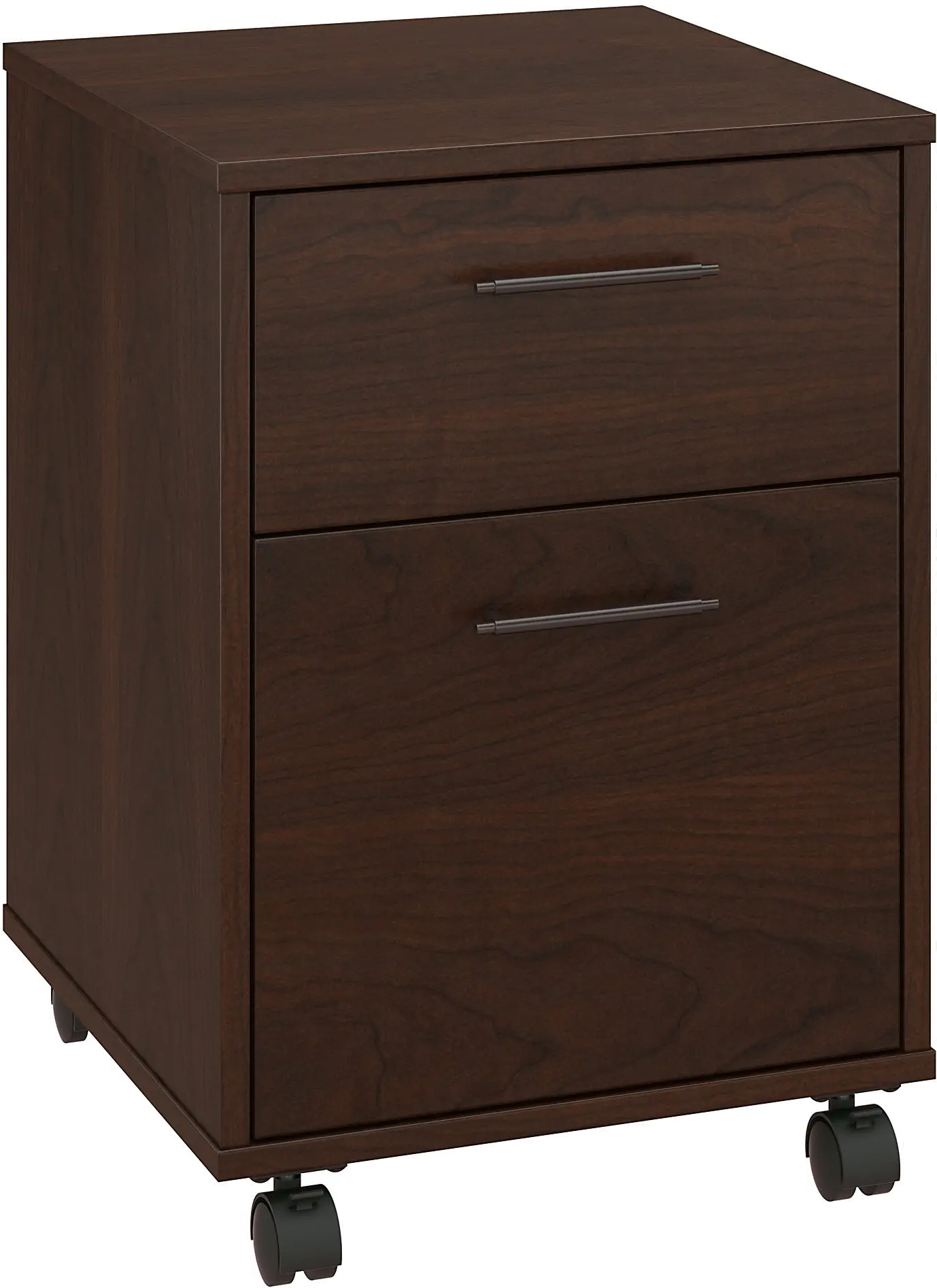 KWF116BC-03 Key West Cherry Brown Rolling 2 Drawer Wooden File Cabinet - Bush Furniture-1