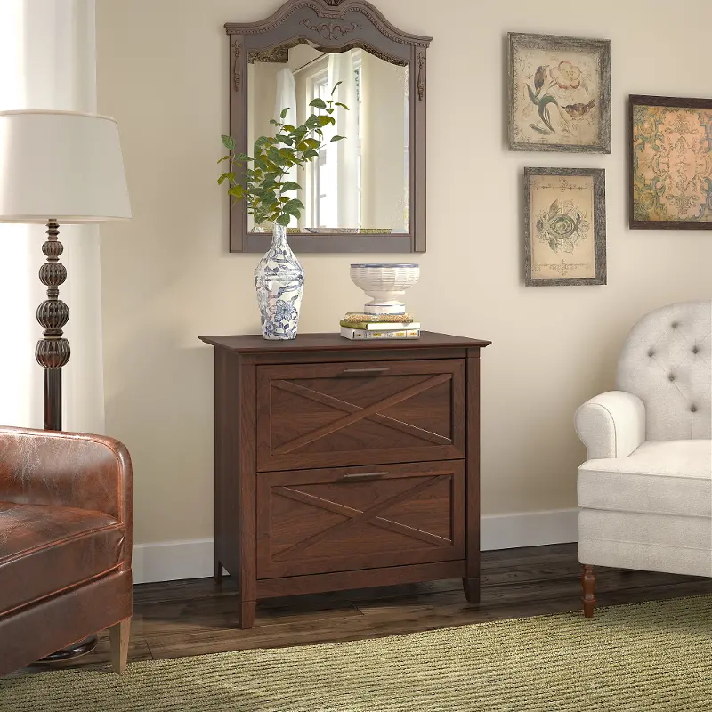 Key West Cherry Brown 2 Drawer Wood Lateral File Cabinet - Bush Furniture