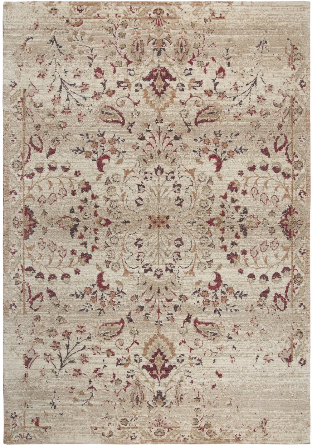 Gossamer 5 x 8 Medium Ivory Gold and Red Area Rug