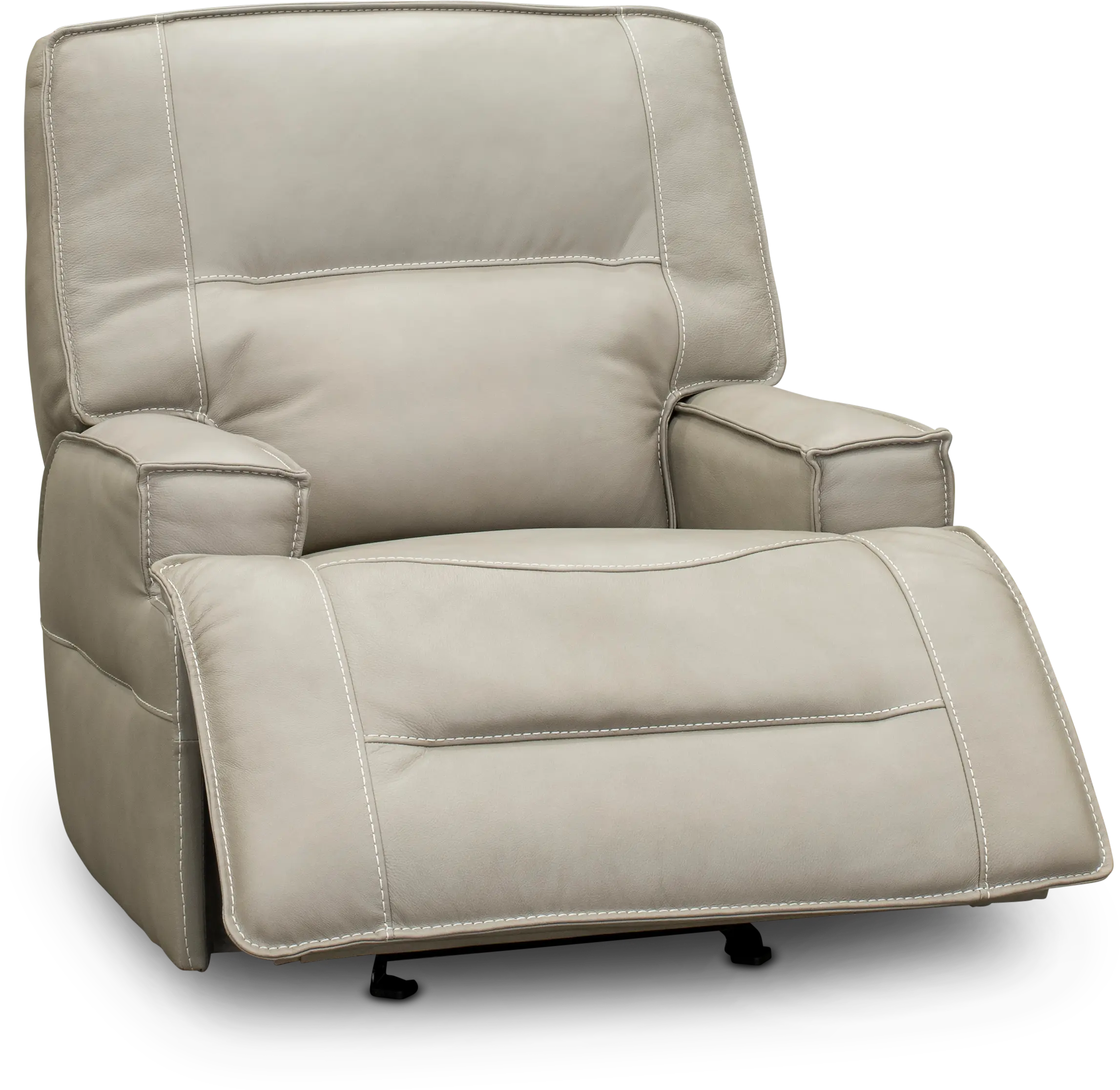Rockies Beige Leather-Match Power Glider Recliner-3