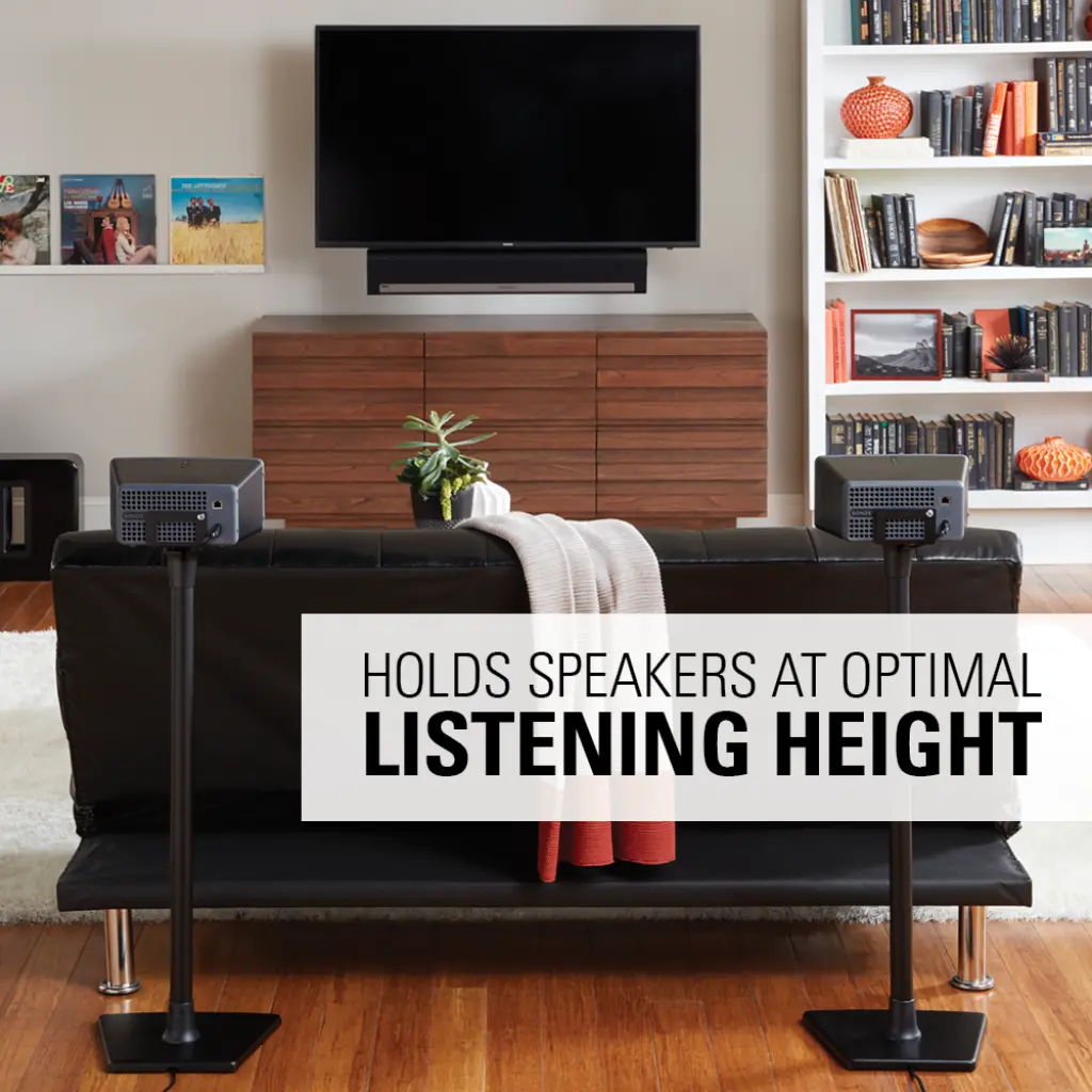 WSS22-B1 SANUS Wireless Speaker Stand Pair designed for Sonos ONE, PLAY:1 and PLAY:3-5