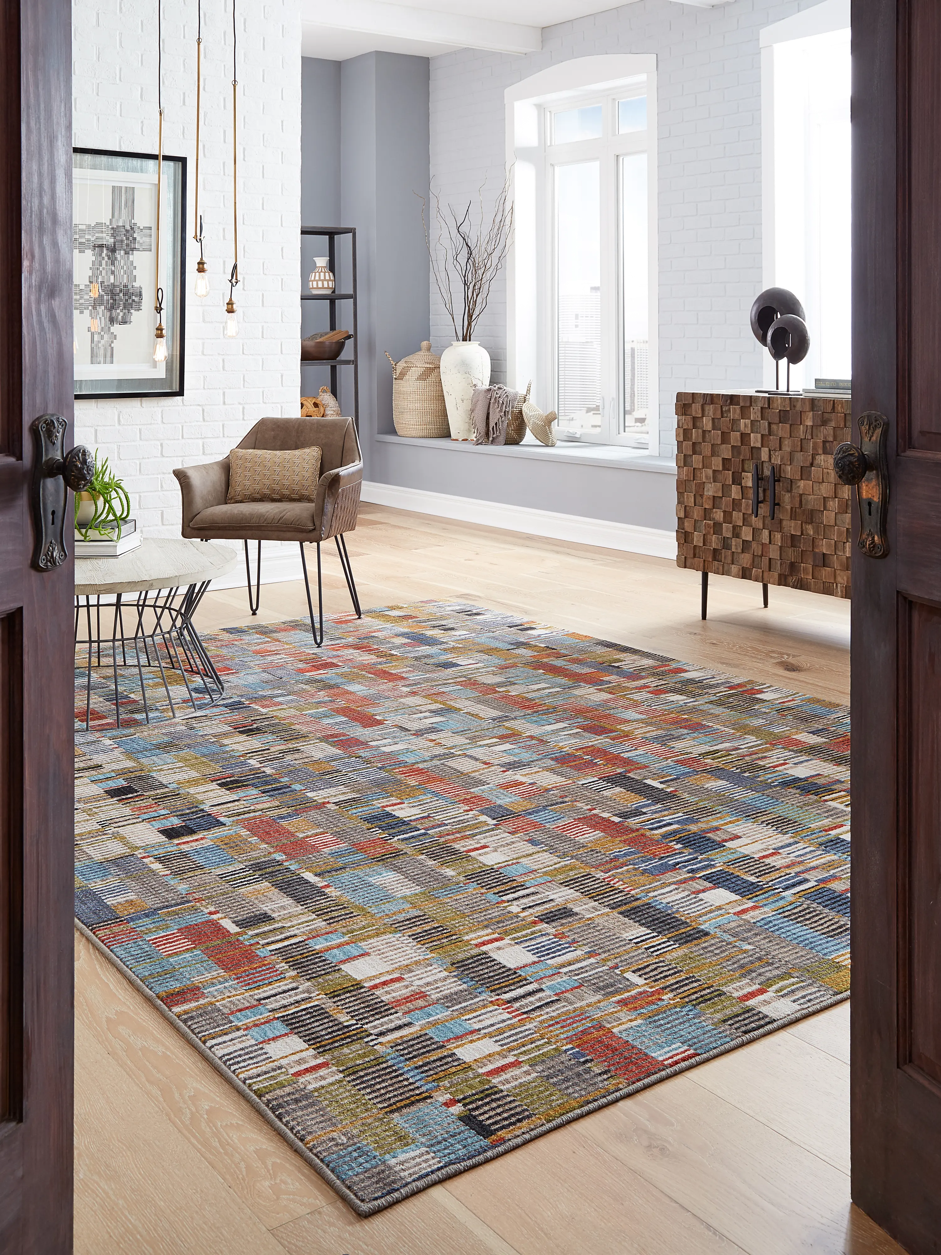 91003-99999/5X8/METR Metropolitan 5 x 8 Rust, Gray and Blue Rug-2