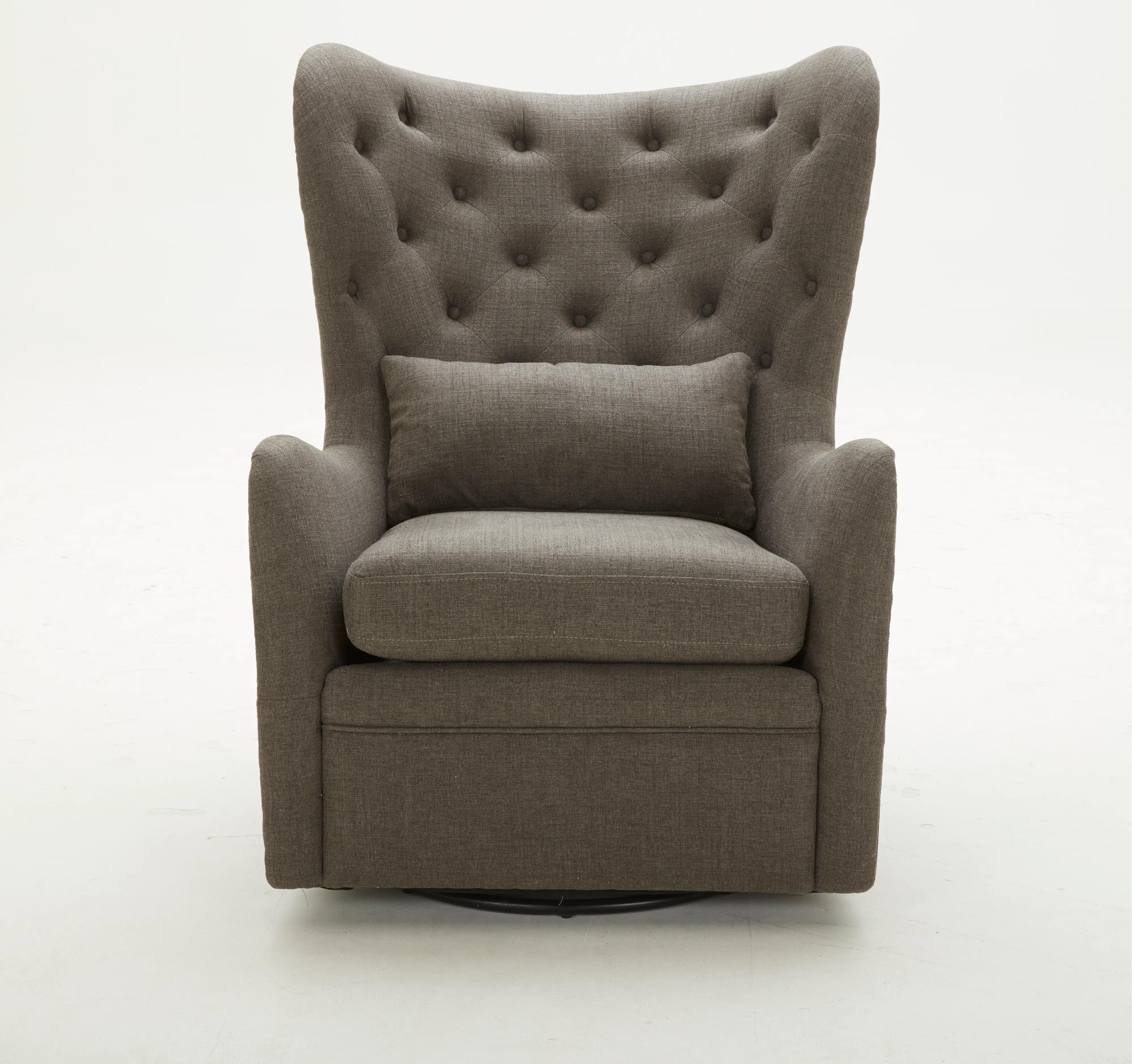 Alice Charcoal Wingback Swivel Chair with Kidney Pillow-1