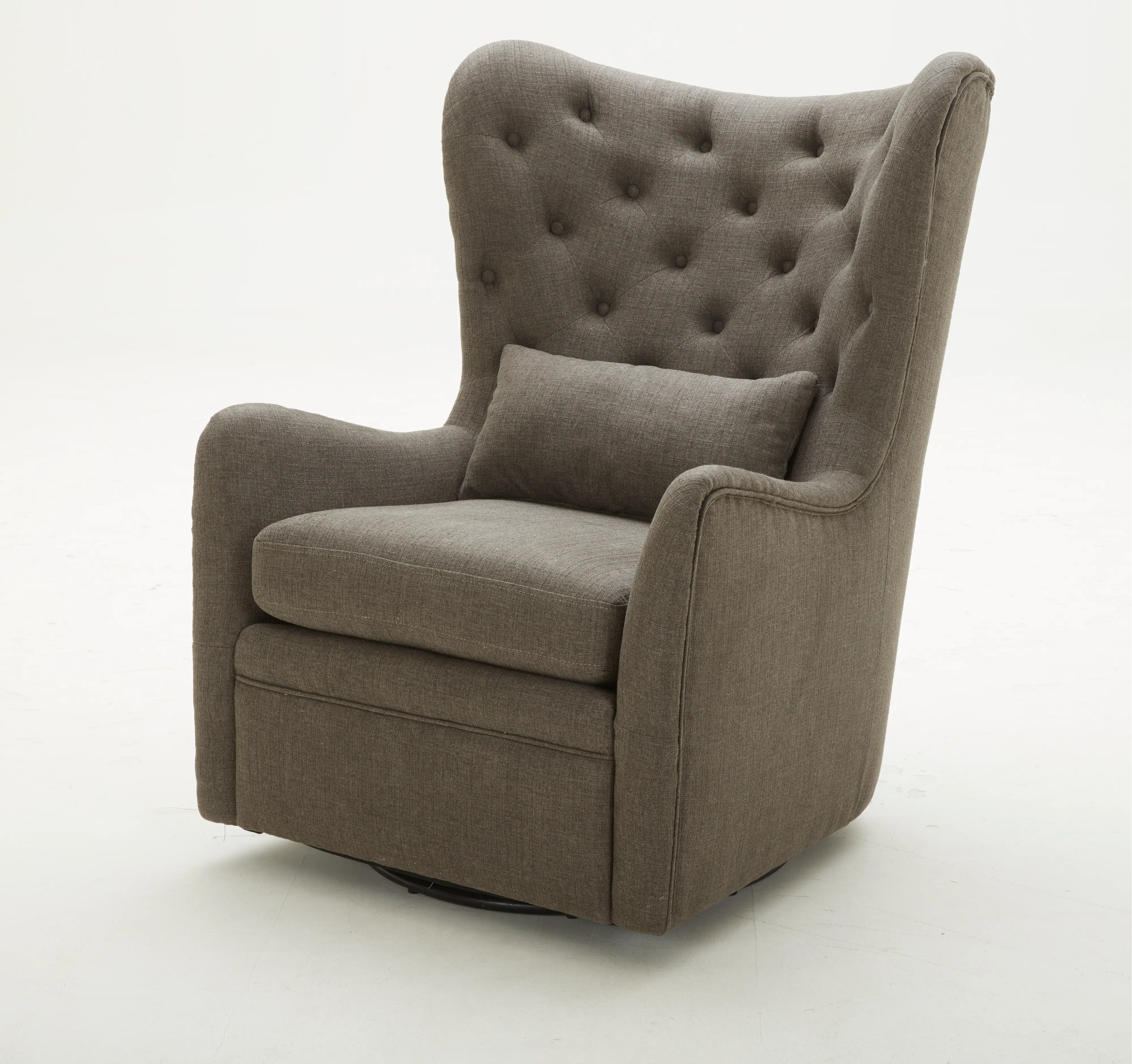 Alice Charcoal Wingback Swivel Chair with Kidney Pillow-2