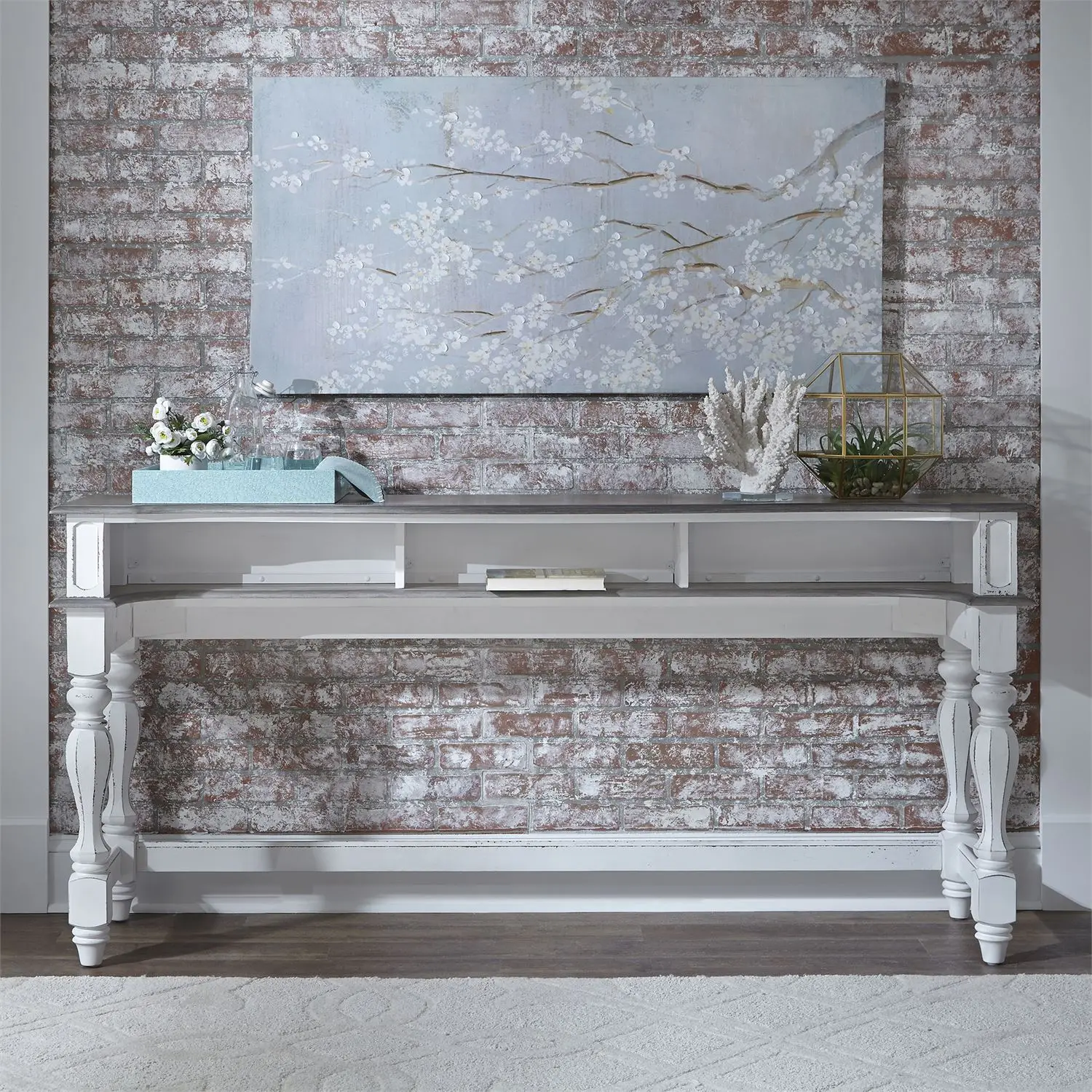 244-OT7636 Magnolia Manor Antique White Console Bar Table-2