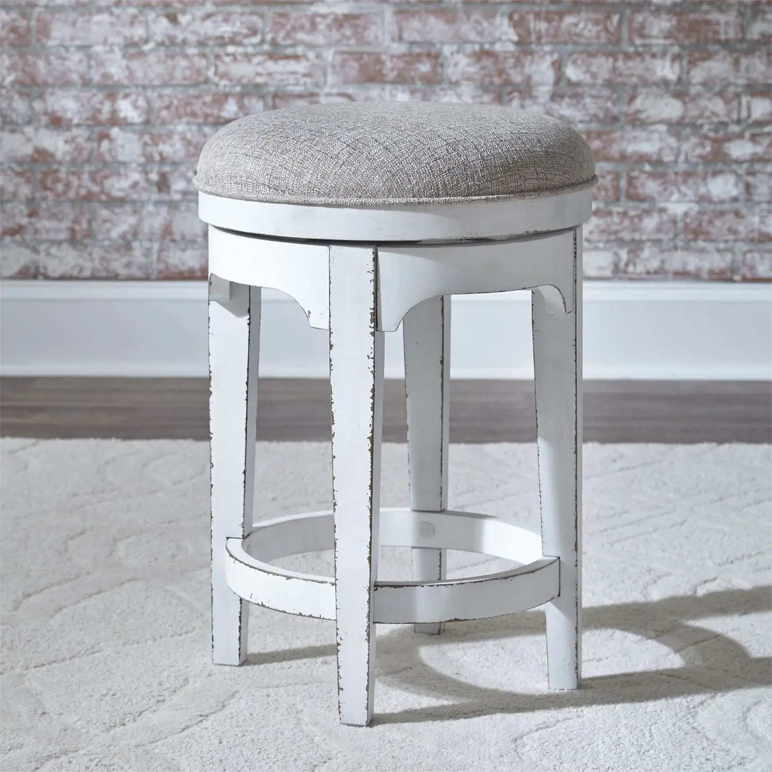 244-OT9003 Magnolia Manor Antique White Swivel Counter Height Stool-3
