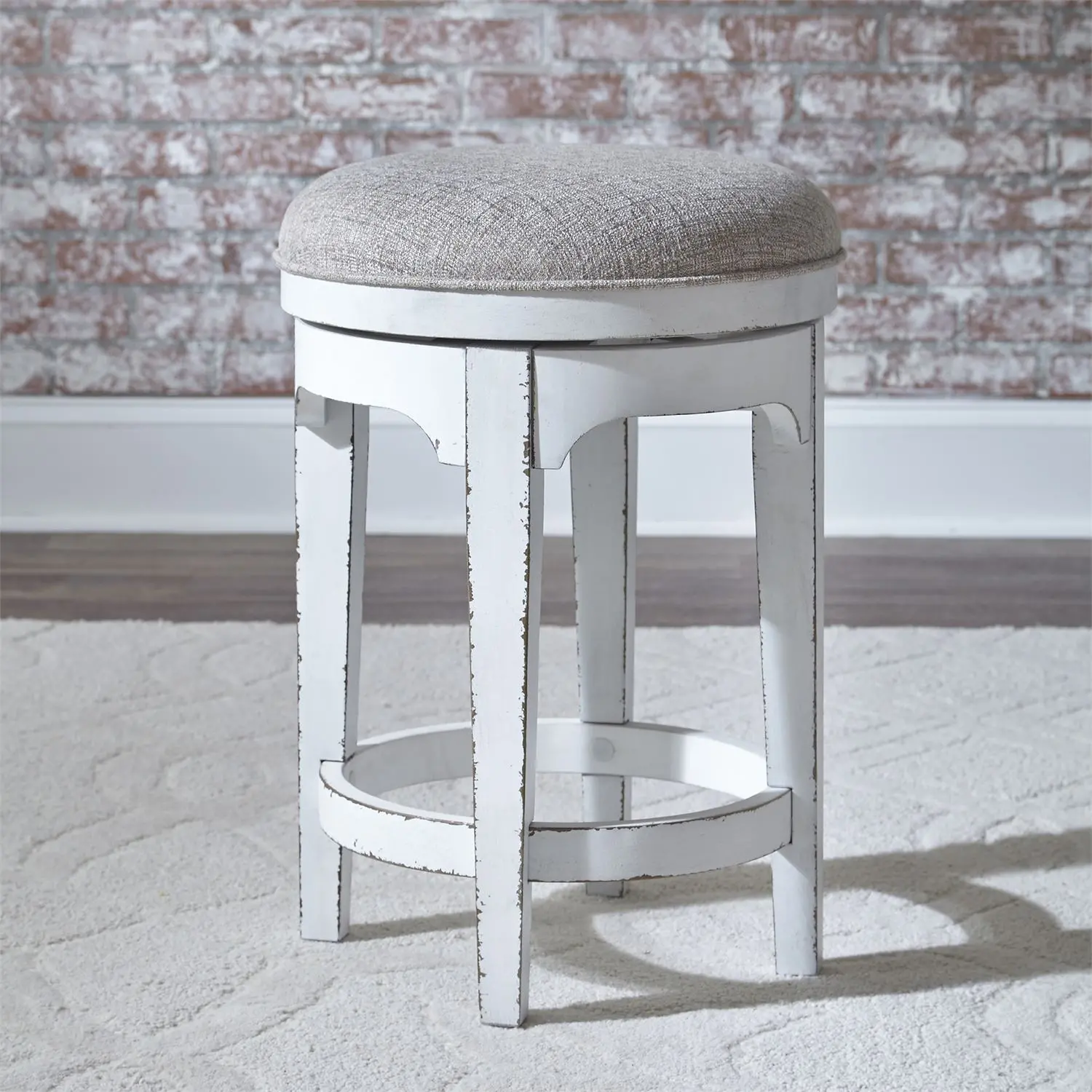 244-OT9003 Magnolia Manor Antique White Swivel Counter Height Stool-2