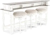 KIT/3STOOLS/CONSOLE Magnolia Manor Antique White Console Bar Table and Stools