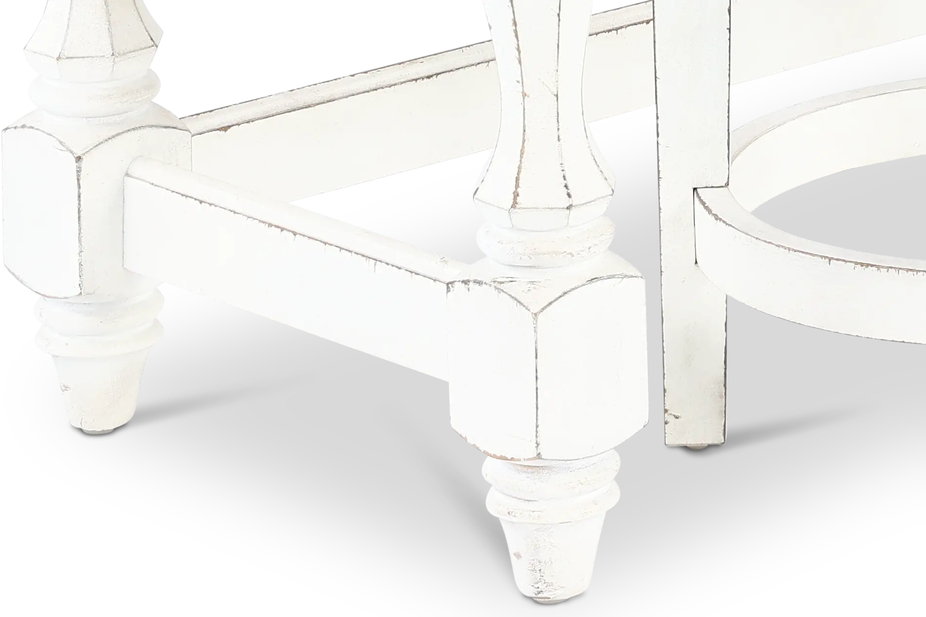 KIT/3STOOLS/CONSOLE Magnolia Manor Antique White Console Bar Table and Stools-7