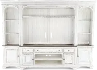 4PC/MAG_MANR_ENT_WAL Magnolia Manor Antique White 4 Piece Entertainment Center