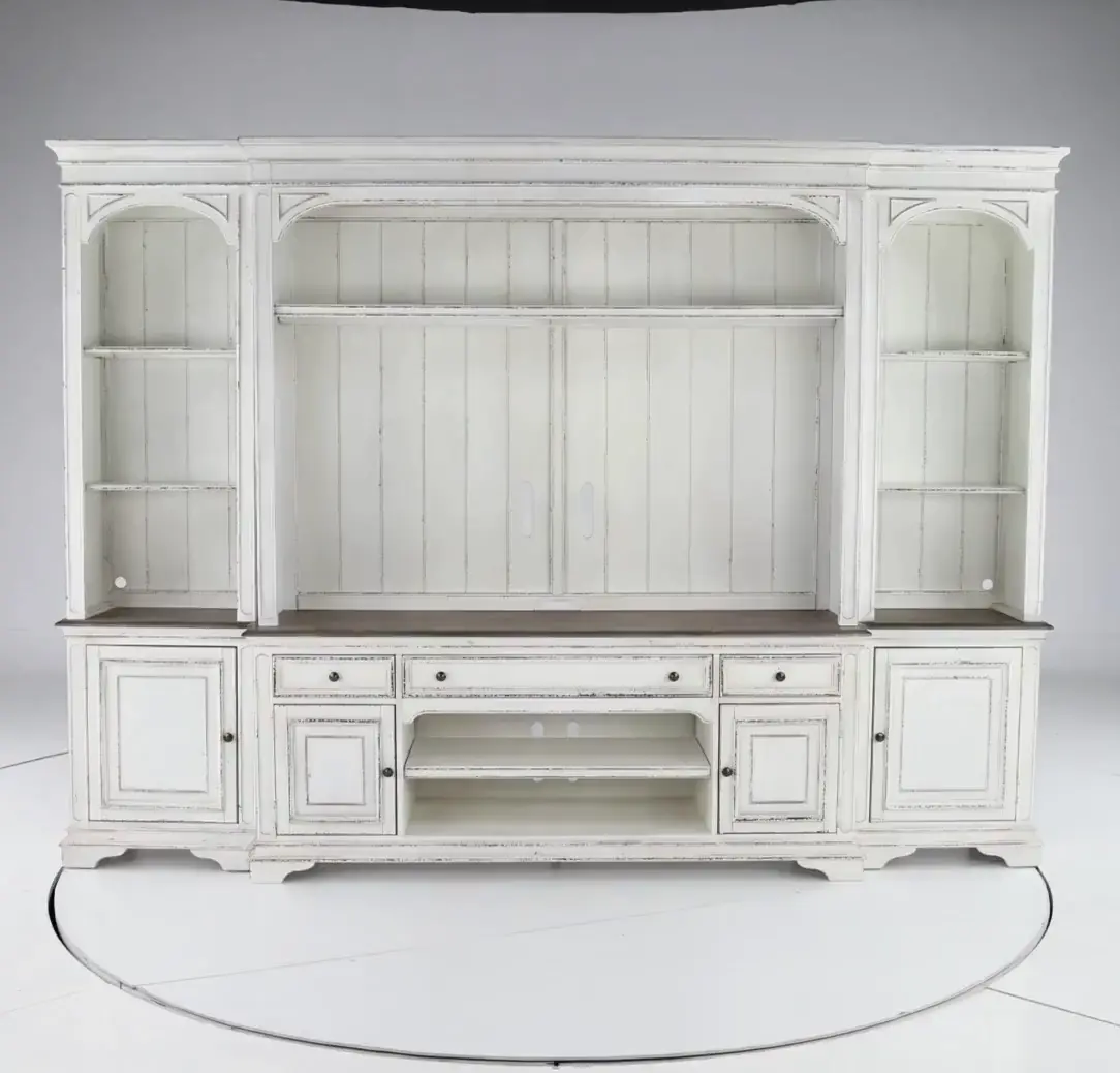 4PC/MAG_MANR_ENT_WAL Magnolia Manor Antique White 4 Piece Entertainment Center-9