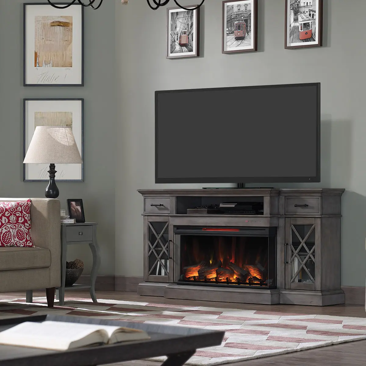 Hamilton Gray 70  Fireplace TV Stand-3