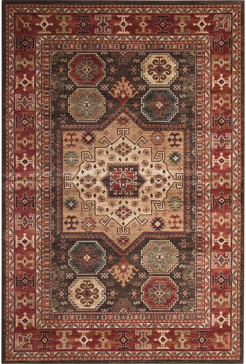 Sonoma 5 x 8 Chocolate Brown, Ivory, and Red Area Rug