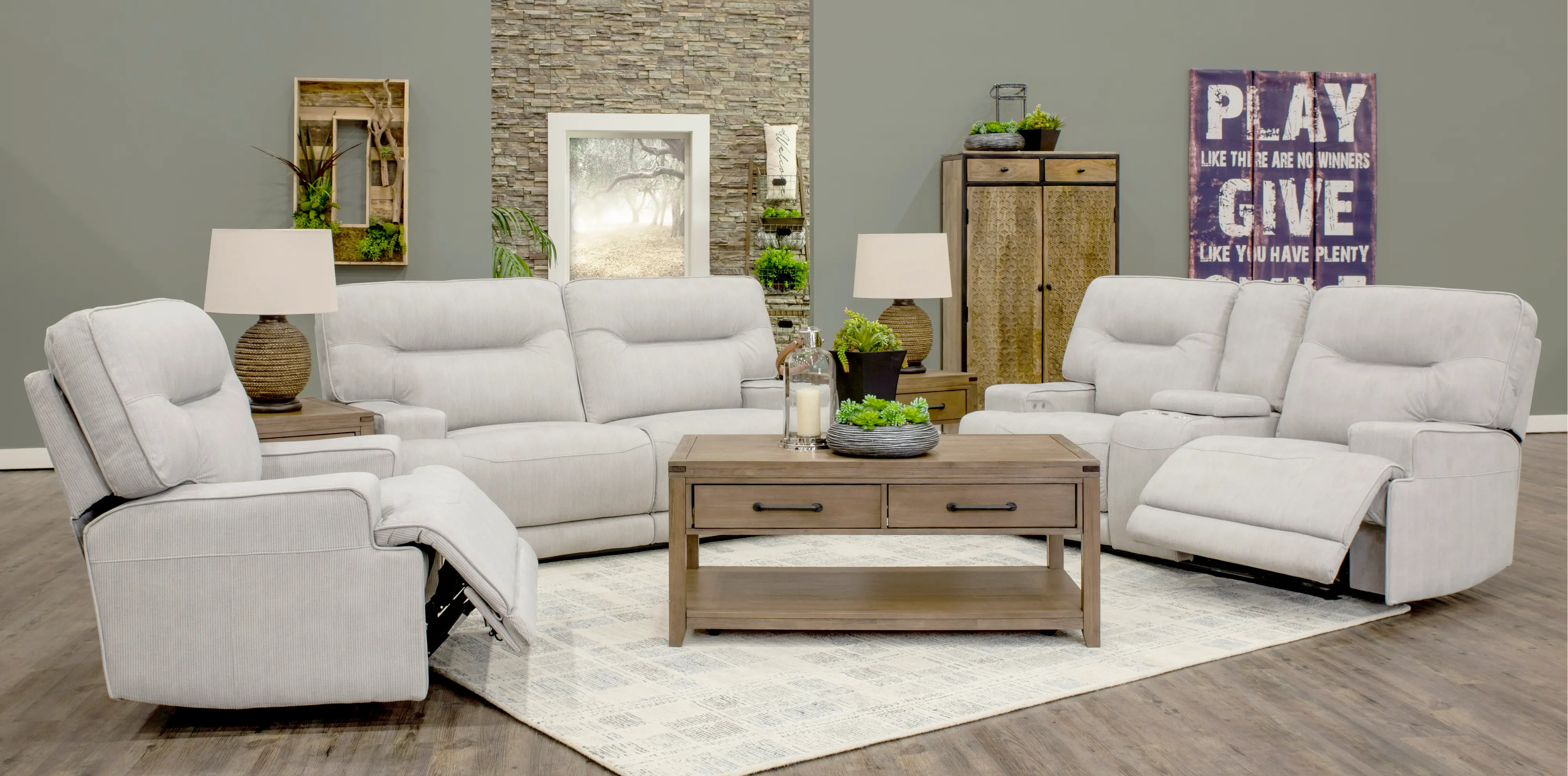 Stanza Sterling Gray Power Reclining Sofa-4