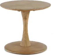 Oblique Natural Elm Round End Table