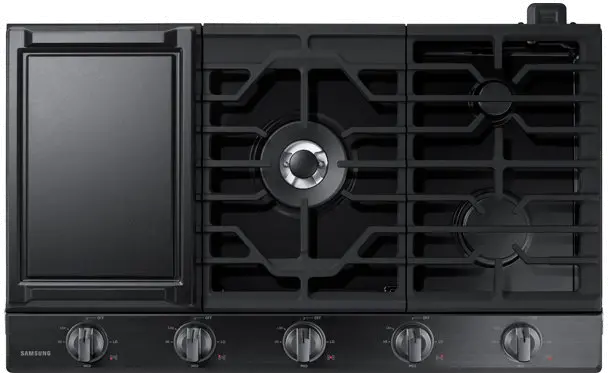 NA36N6555TG Samsung 36 Inch Smart Gas Cooktop with Griddle - Black Stainless Steel-1