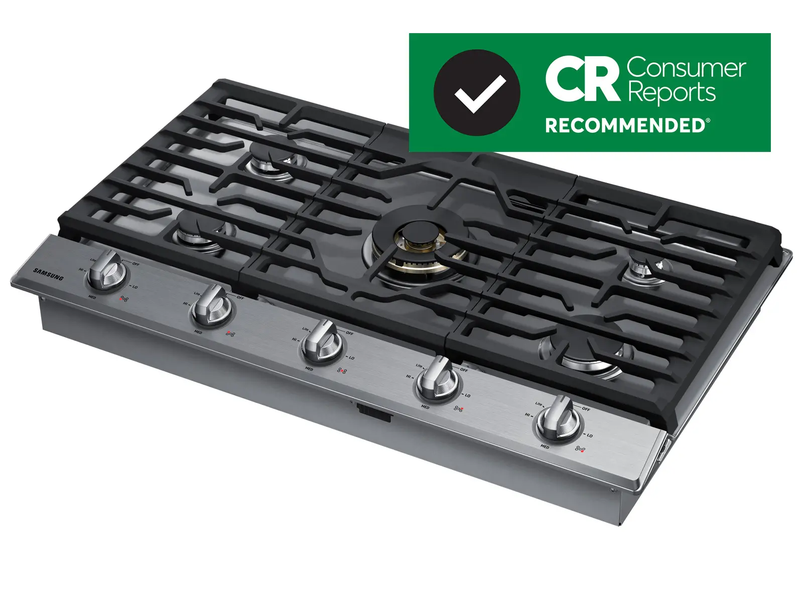 NA36N7755TS Samsung 36 Inch Smart Gas Cooktop with 22K BTU Dual Power Burner - Stainless Steel-2
