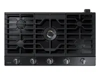 NA36N7755TG Samsung 36 Inch Smart Gas Cooktop with 22K BTU Dual Power Burner - Black Stainless Steel
