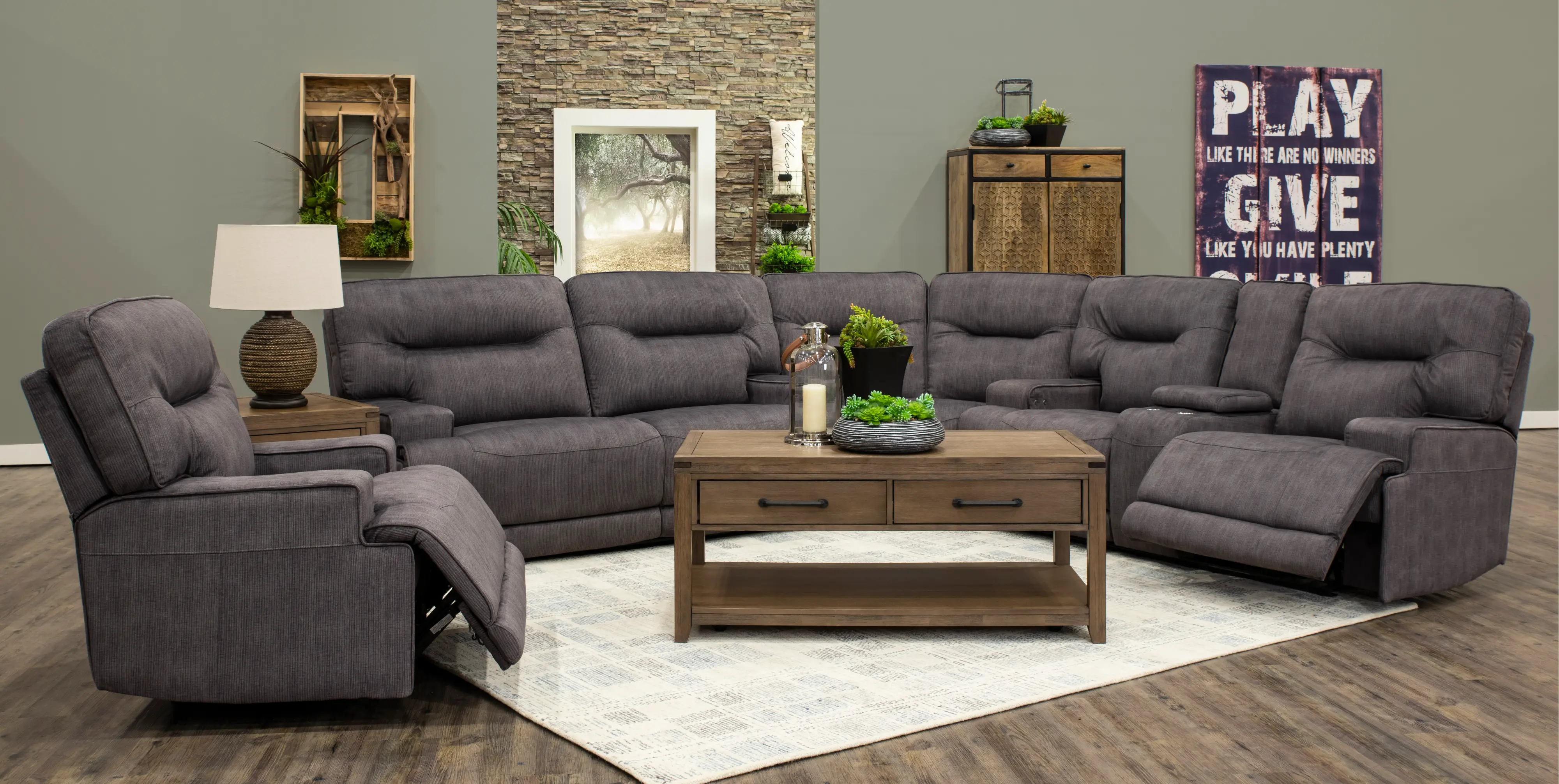 Stanza Charcoal Gray 3 Piece Power Reclining Sectional-2