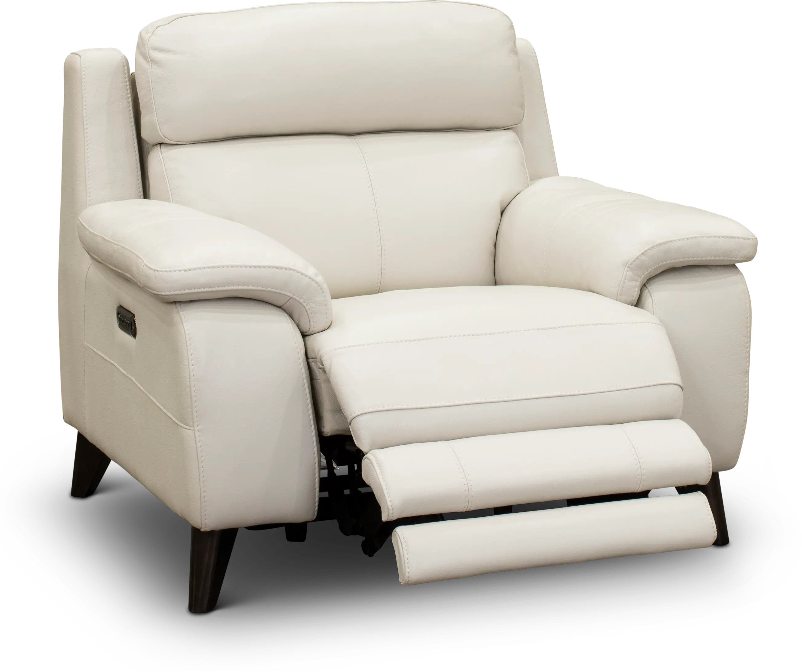 Venice White Leather-Match Power Recliner-3
