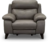 Venice Gray Leather-Match Power Recliner