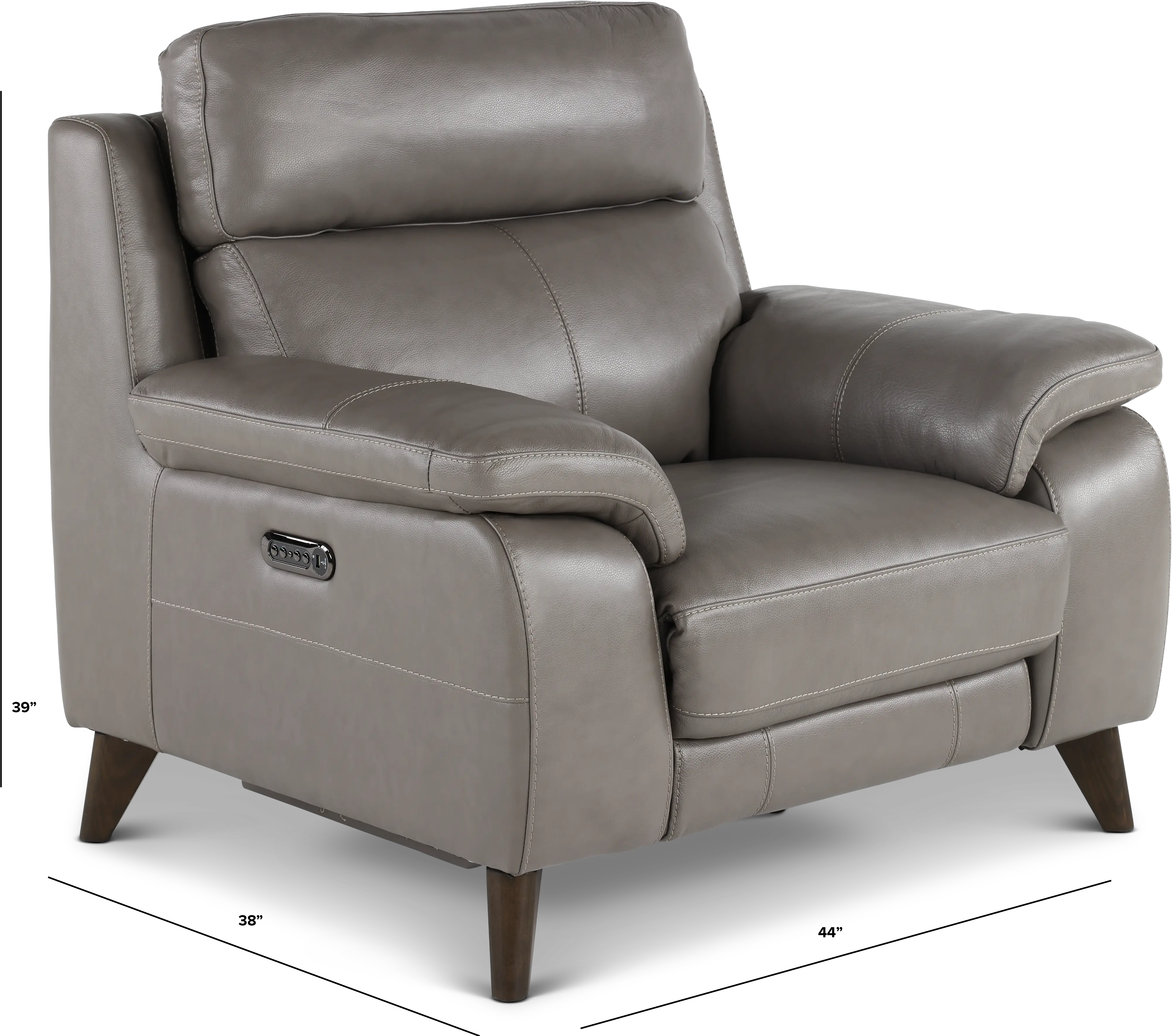 Venice Gray Leather-Match Power Recliner-3