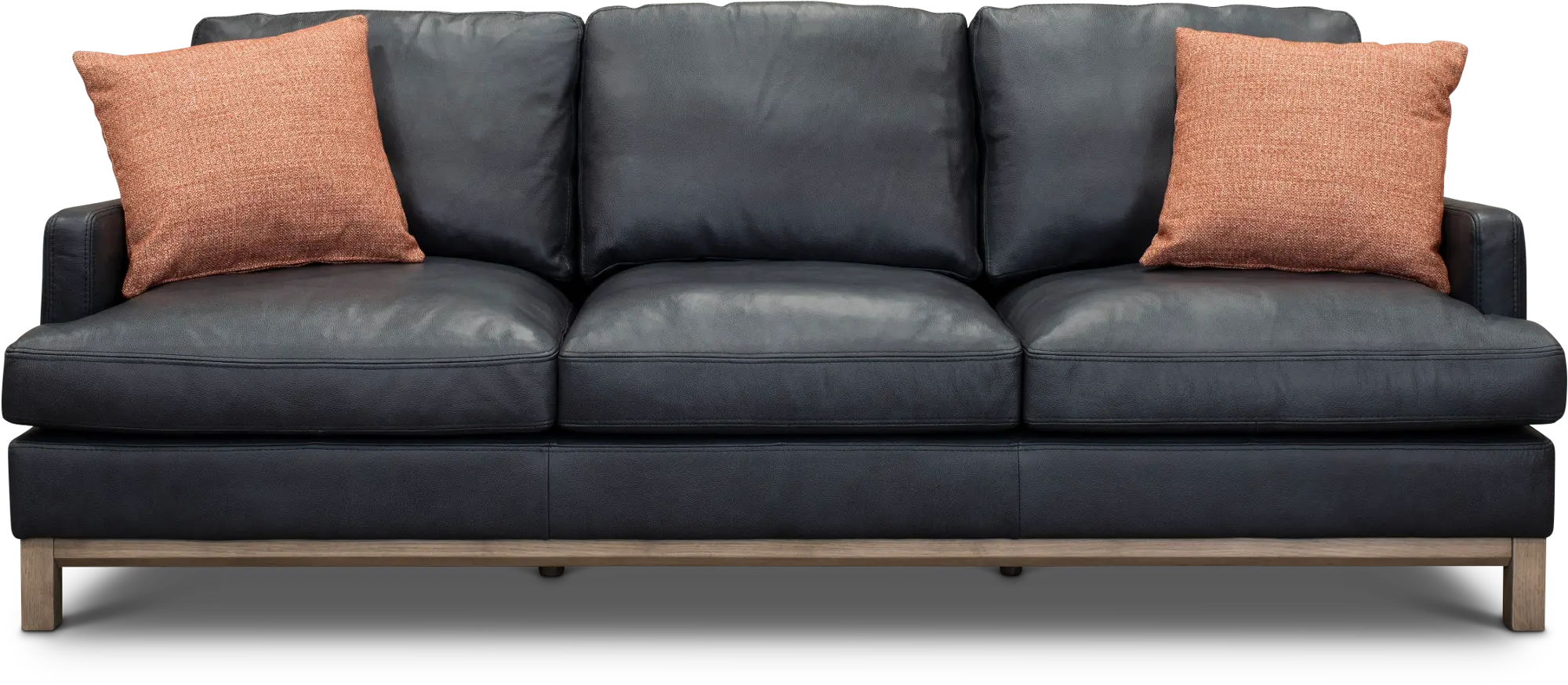 Westport Mid Century Modern Dark Blue Leather Sofa-1