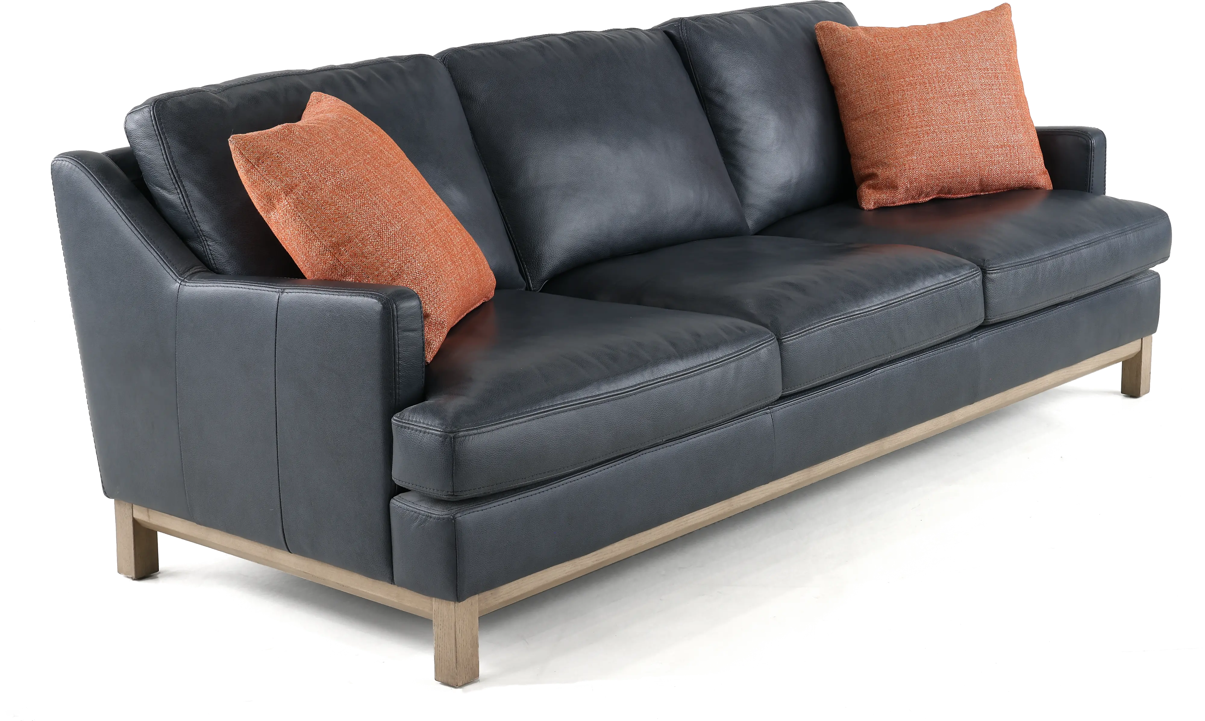 Westport Mid Century Modern Dark Blue Leather Sofa-4