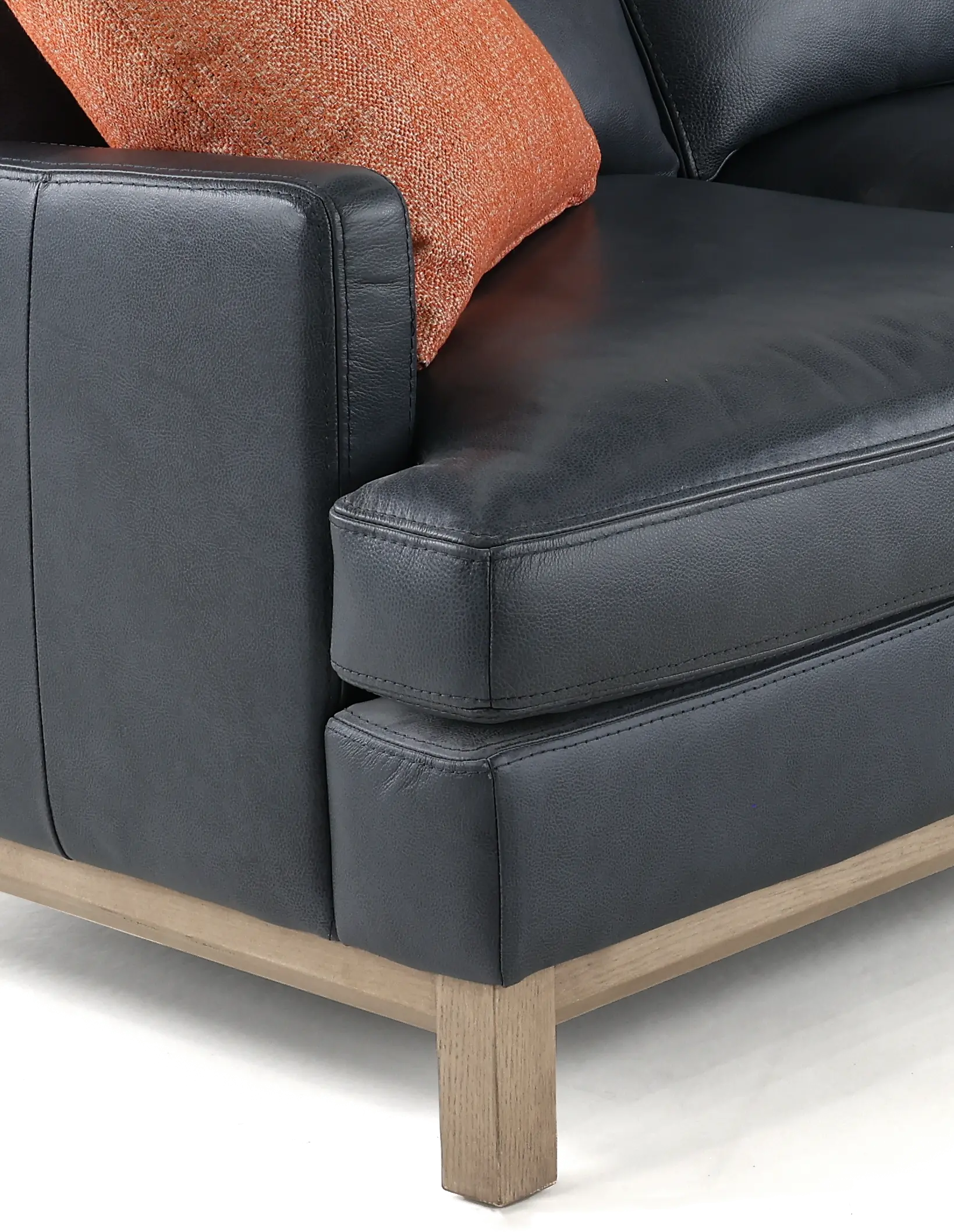 Westport Mid Century Modern Dark Blue Leather Sofa-6