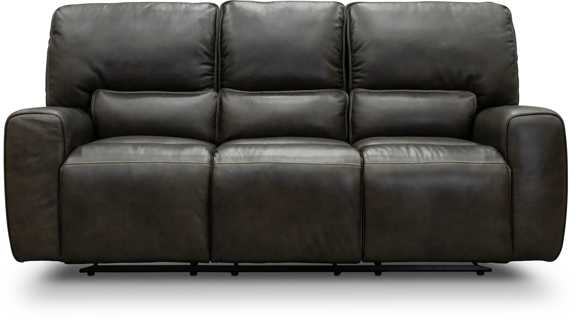 Madrid Charcoal Gray Leather-Match Triple Power Reclining Sofa-1