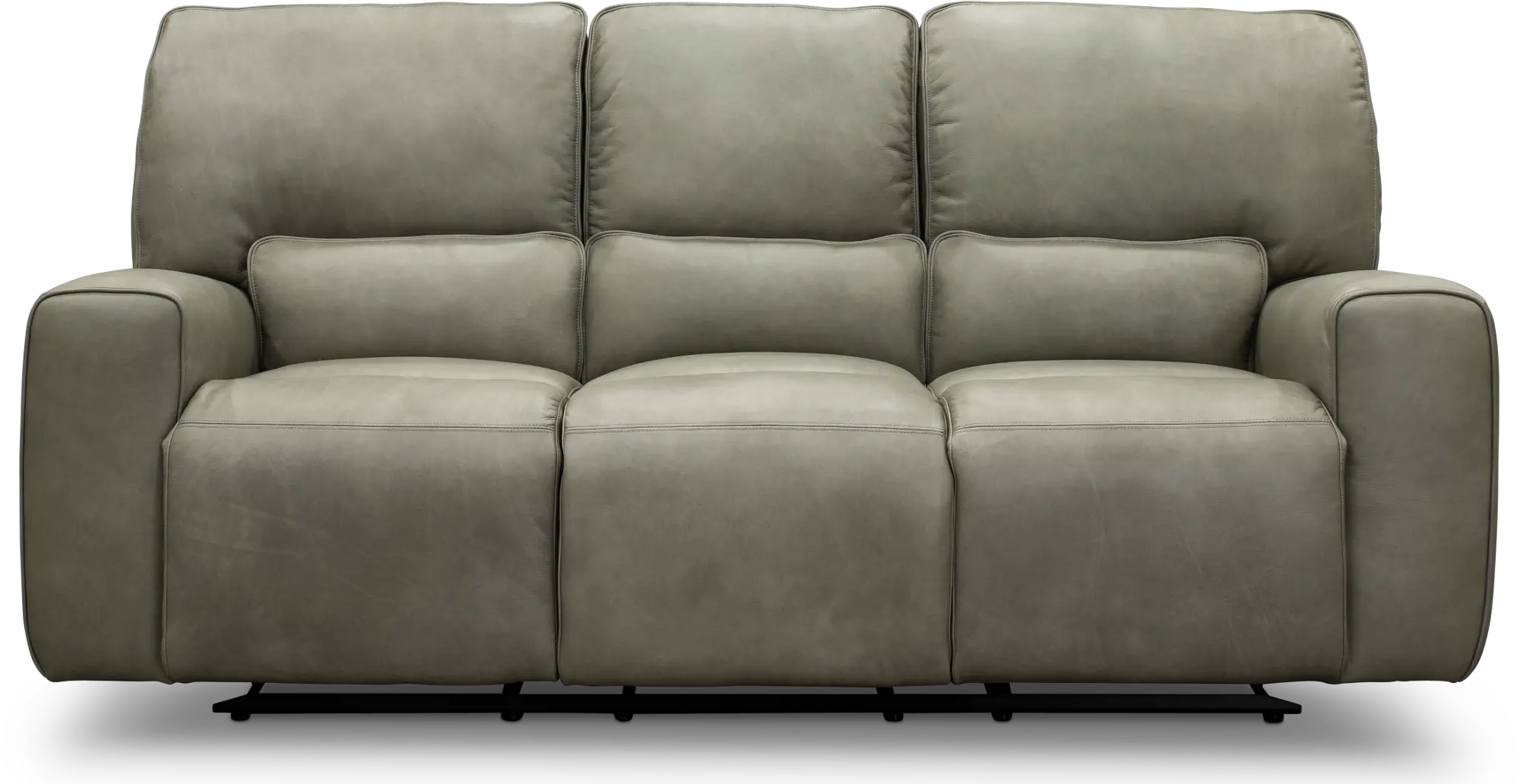 Madrid Gray Leather-Match Triple Power Reclining Sofa-1