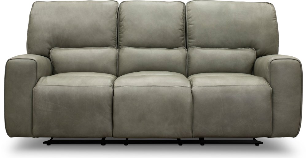 Madrid Gray Leather-Match Triple Power Reclining Sofa
