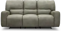 Madrid Gray Leather-Match Triple Power Reclining Sofa