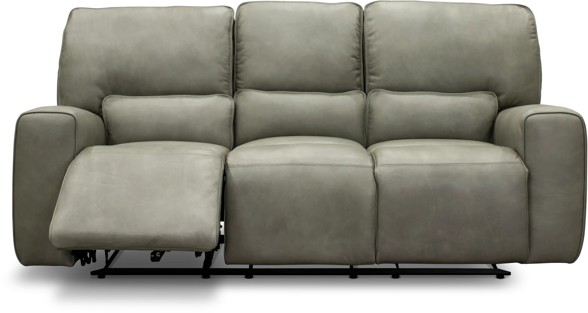 Madrid Gray Leather-Match Triple Power Reclining Sofa-2