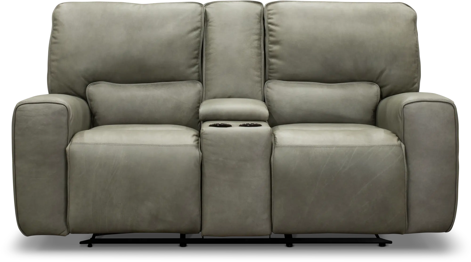 Madrid Gray Leather-Match Power Reclining Loveseat with Console-1