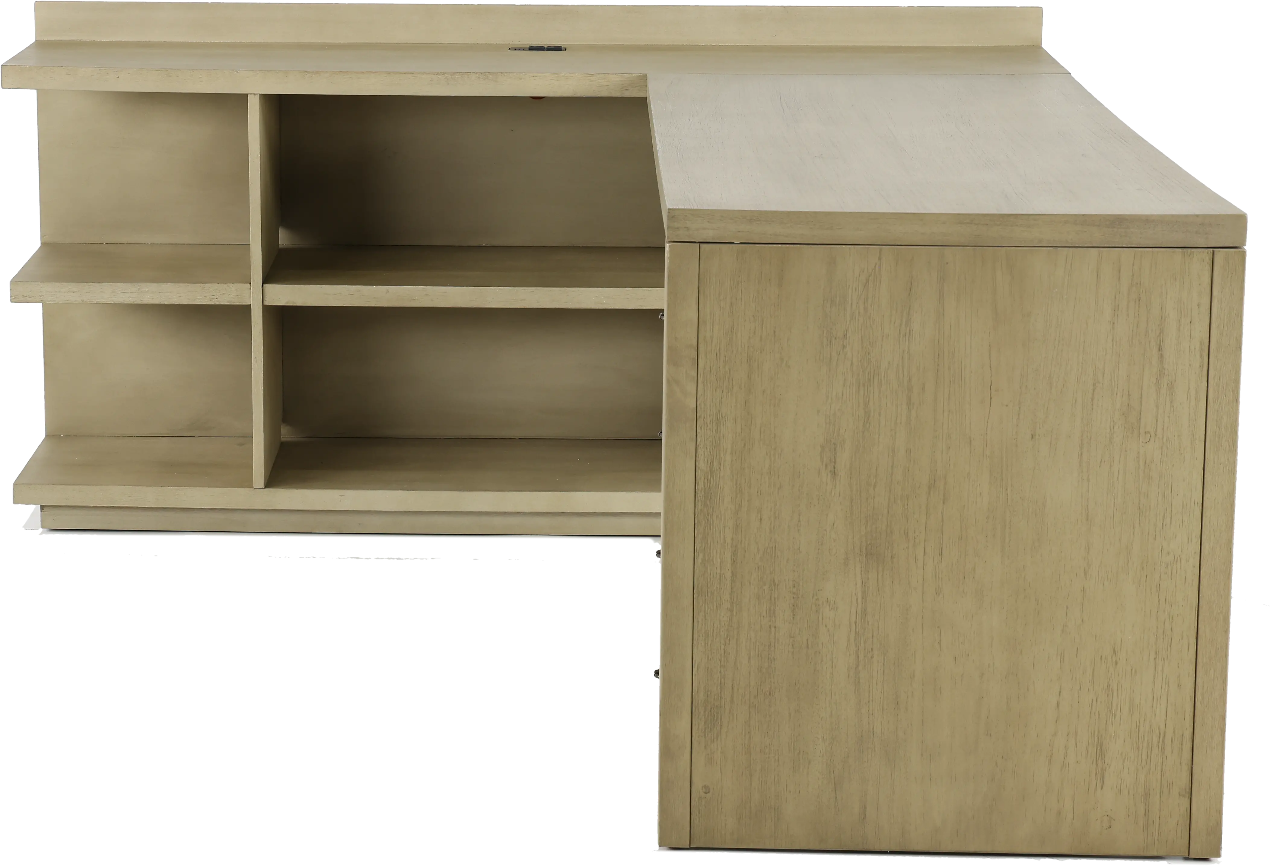 Perspectives Weathered Brown L-Shaped Desk with Filing Cabinet-10