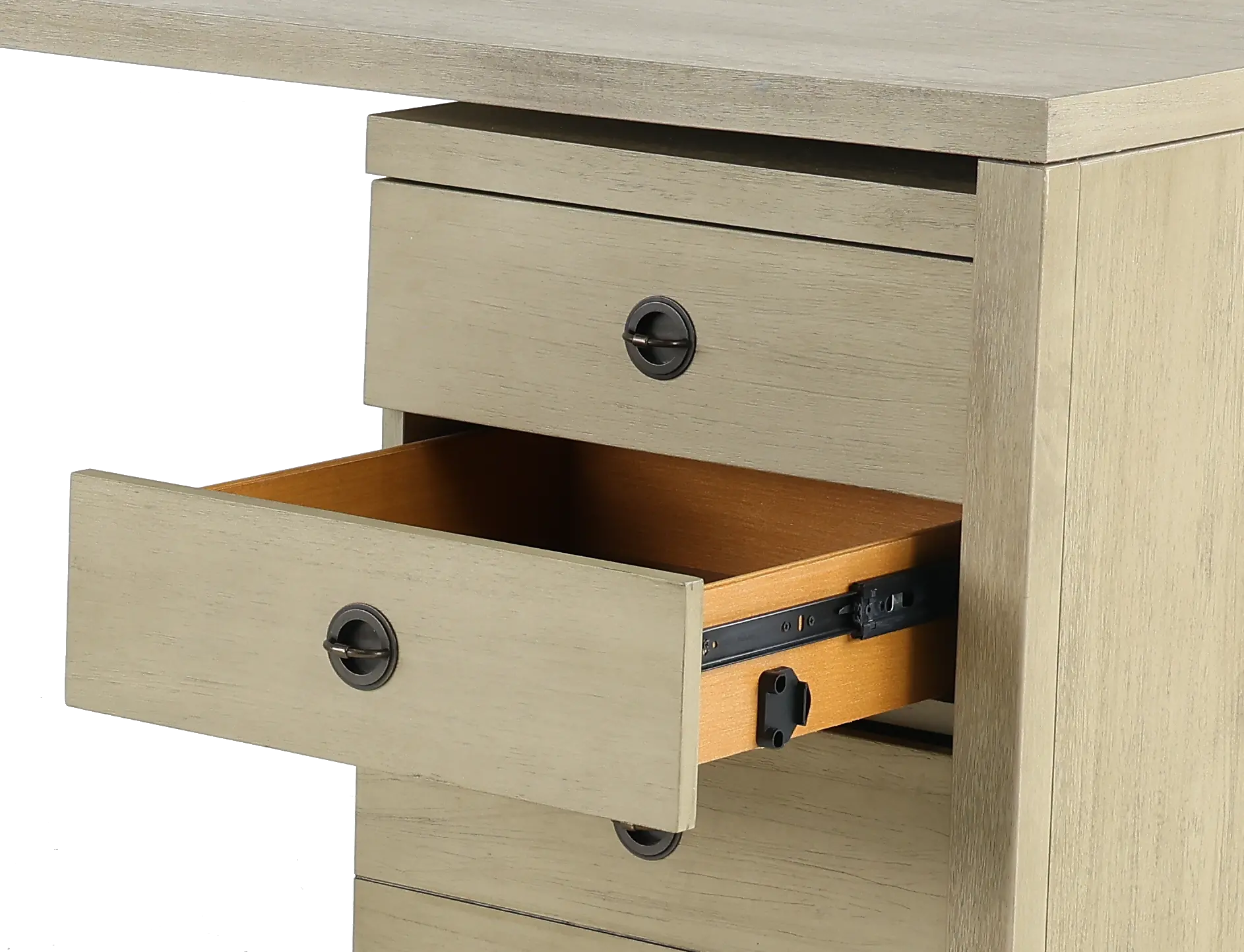Perspectives Weathered Brown L-Shaped Desk with Filing Cabinet-12