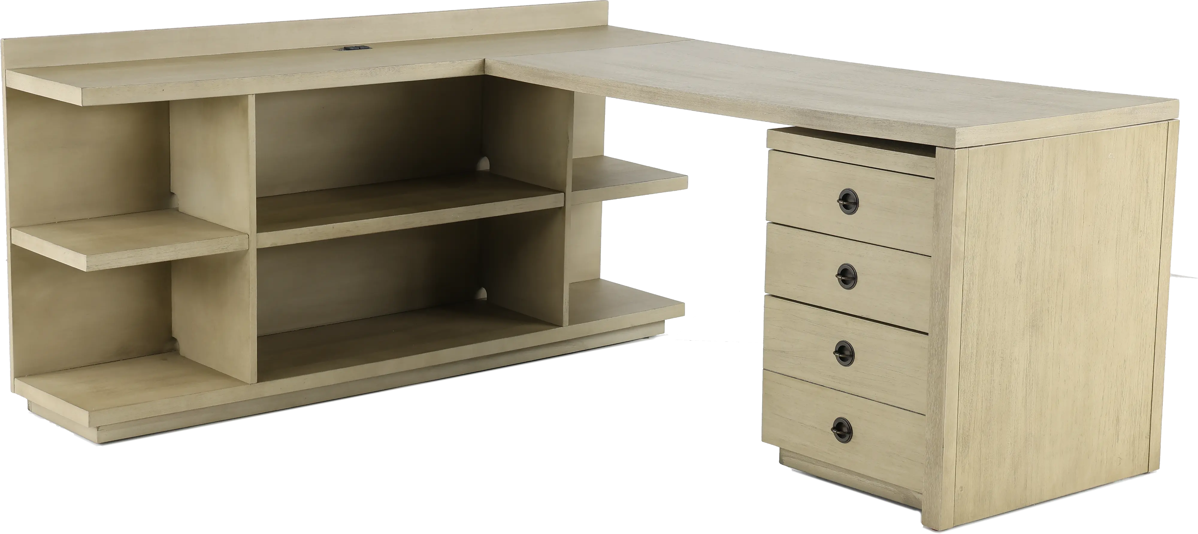 Perspectives Weathered Brown L-Shaped Desk with Filing Cabinet-7