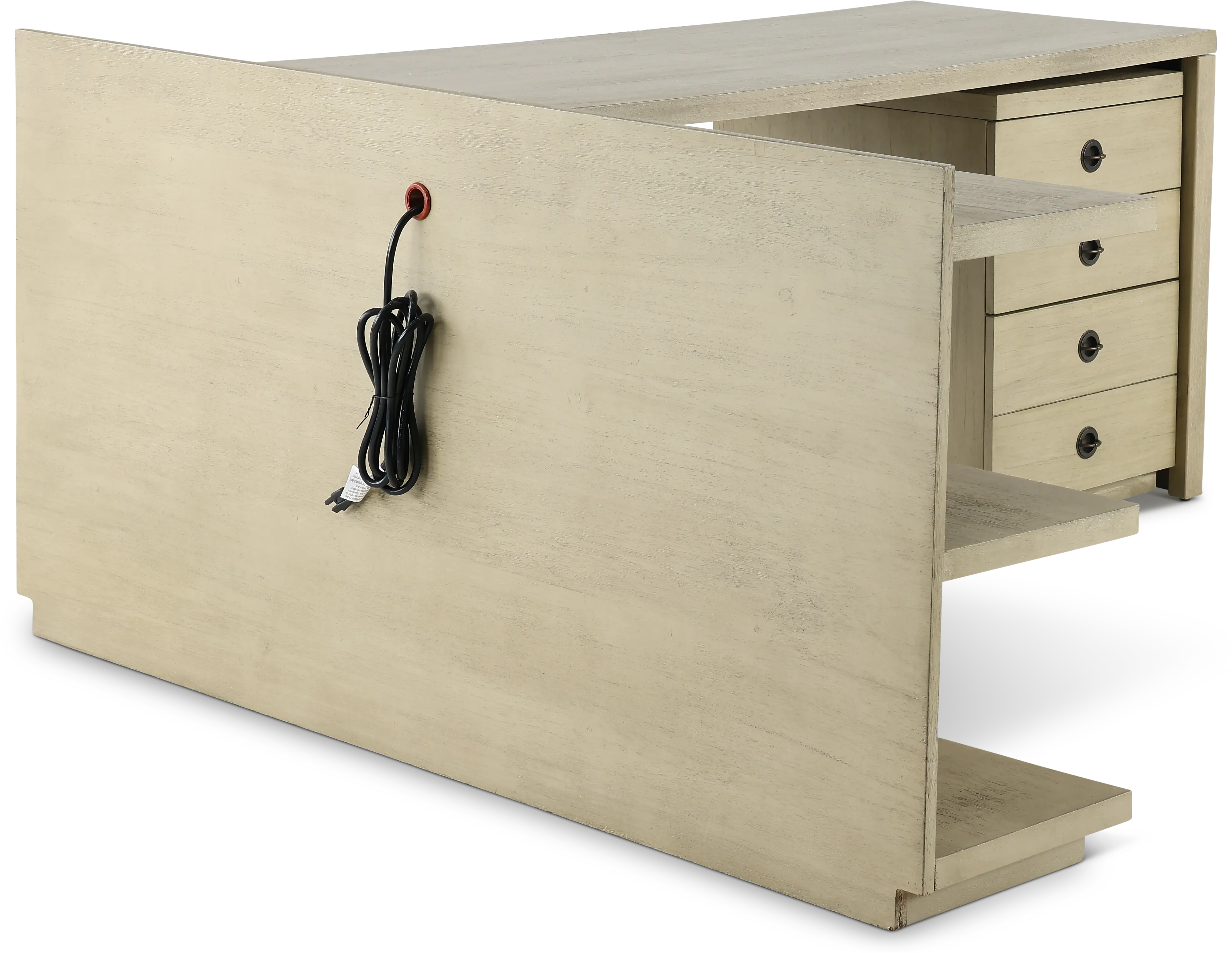 Perspectives Weathered Brown L-Shaped Desk with Filing Cabinet-8