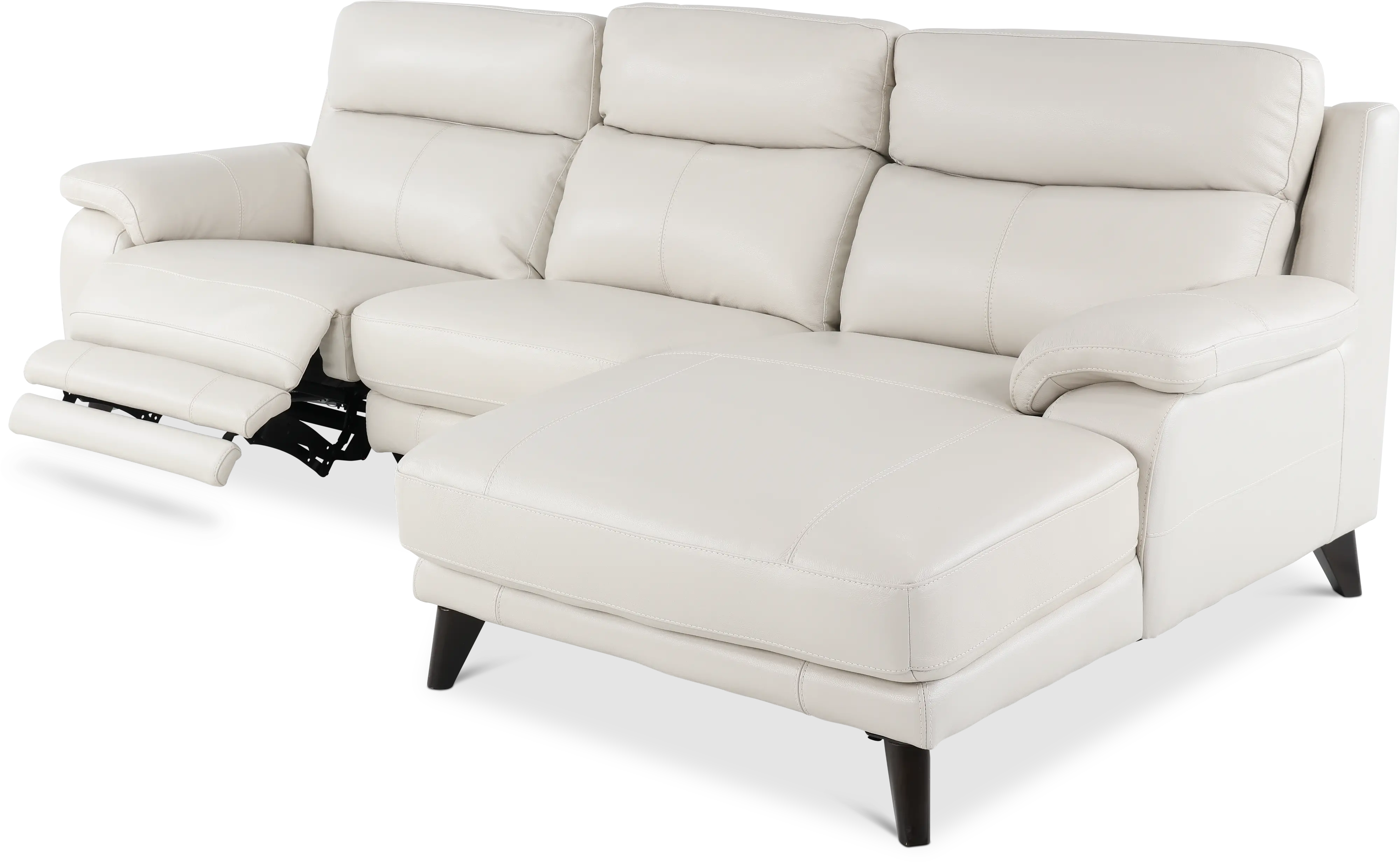 Venice White Leather-Match Power Reclining Sofa with Right-arm Facing Chaise-5