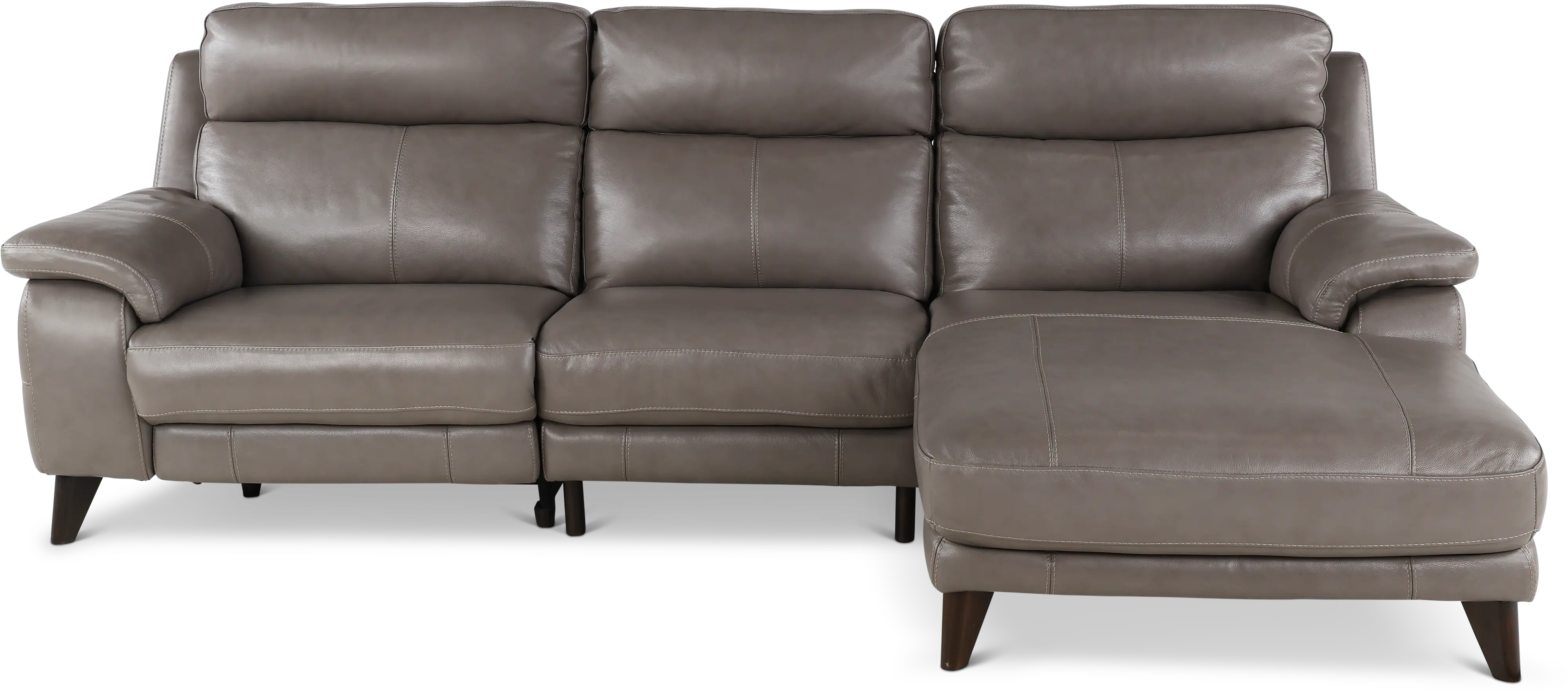 Venice Gray Leather-Match Power Reclining Sofa with Right-Facing Chaise-1