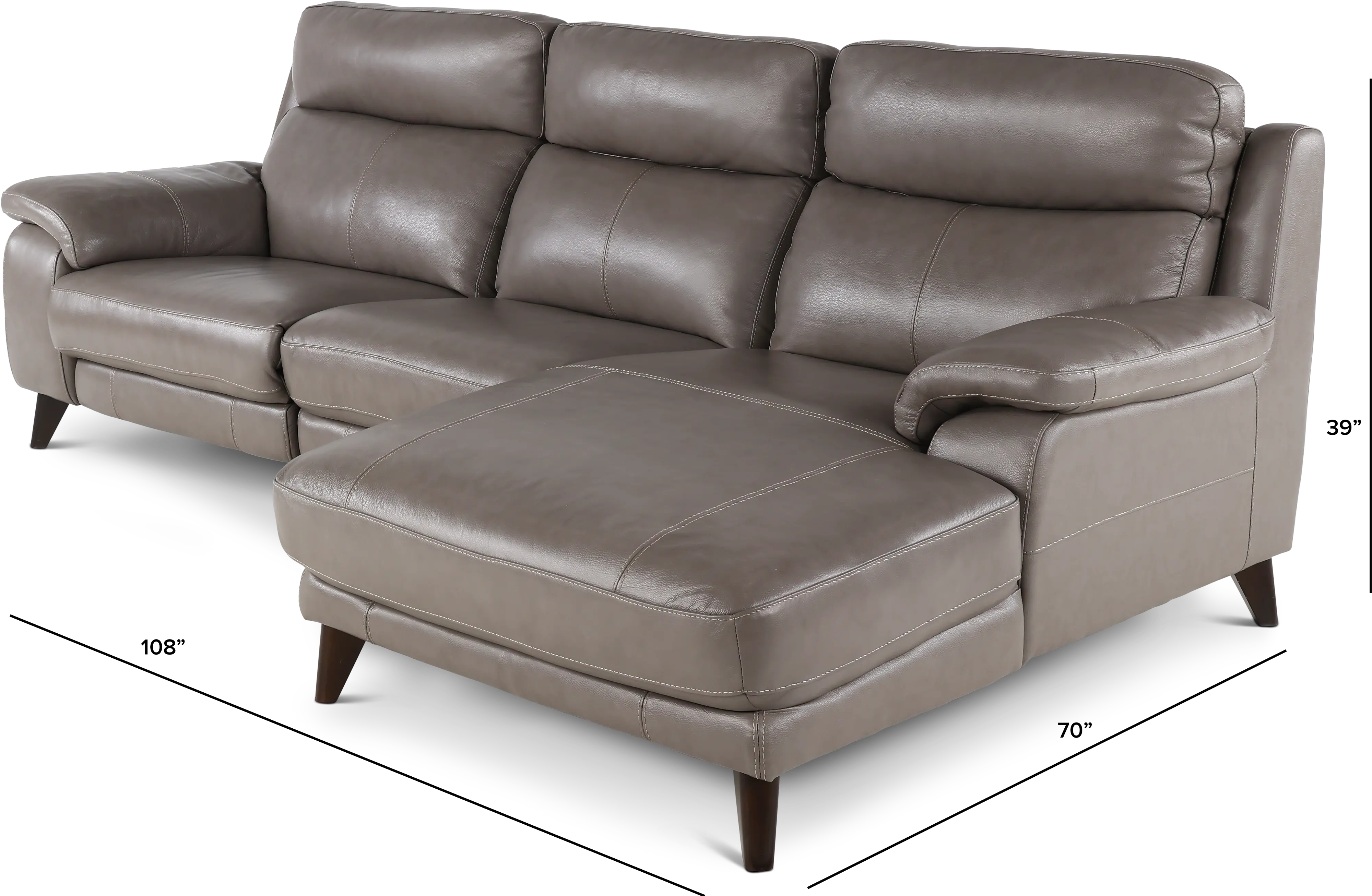 Venice Gray Leather-Match Power Reclining Sofa with Right-Facing Chaise-3