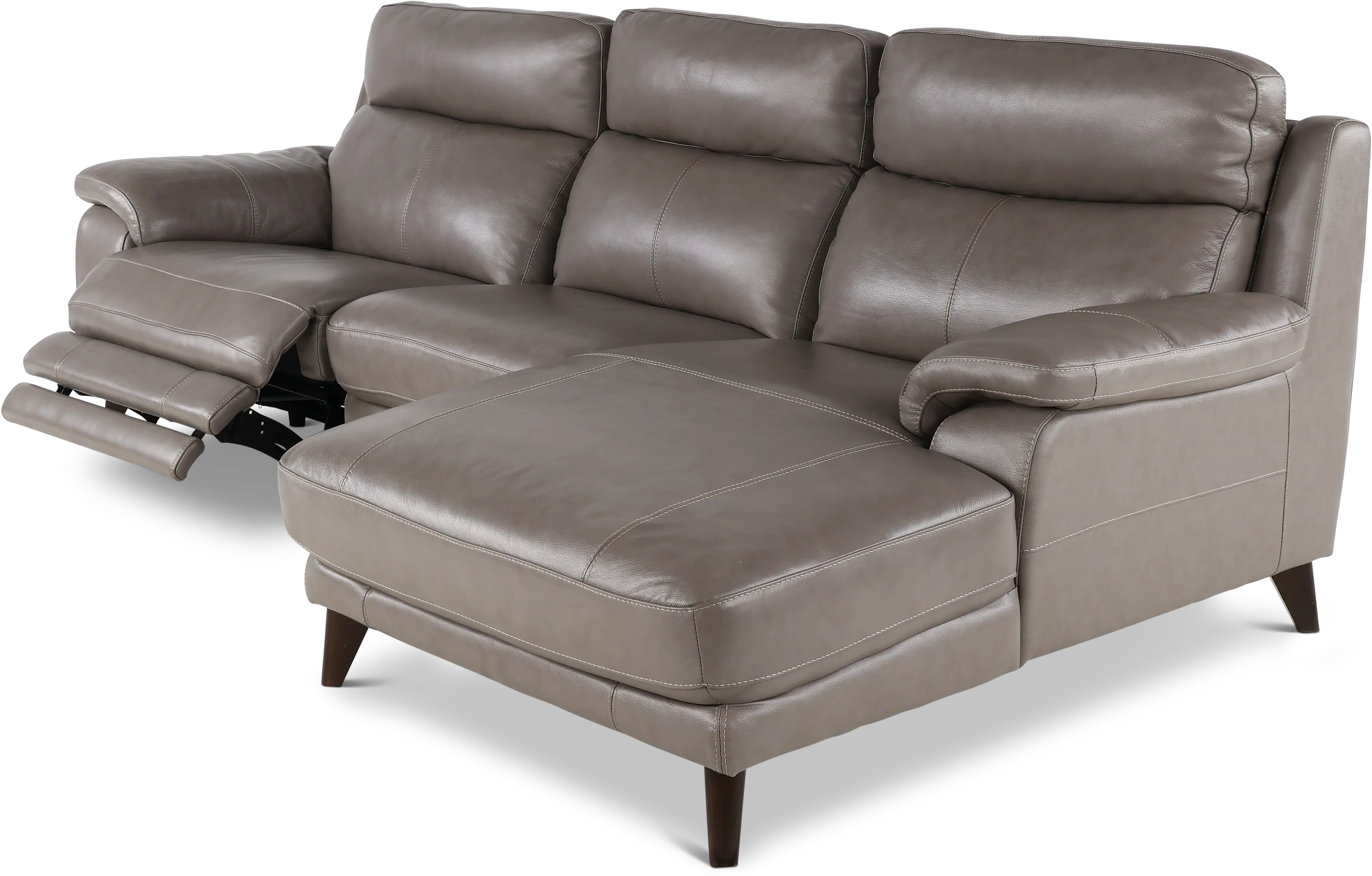 Venice Gray Leather-Match Power Reclining Sofa with Right-Facing Chaise-5