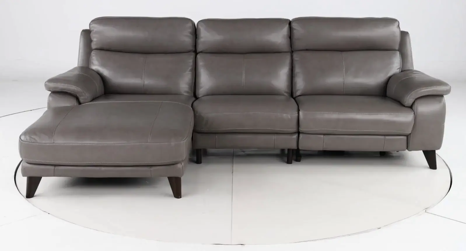 Venice Gray Leather-Match Power Reclining Sofa with Right-Facing Chaise-9