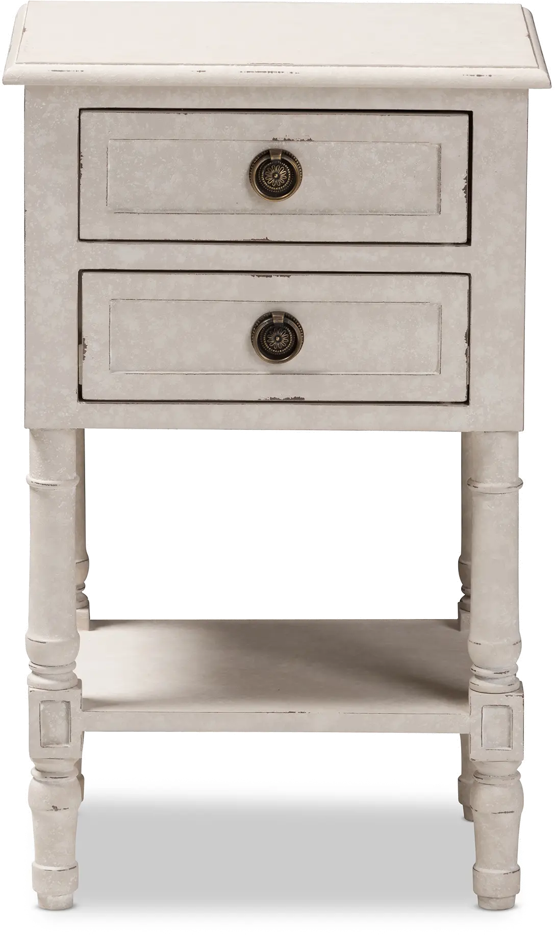 146-8189-RCW Classic Cottage Antiqued White Nightstand - Lenore-1
